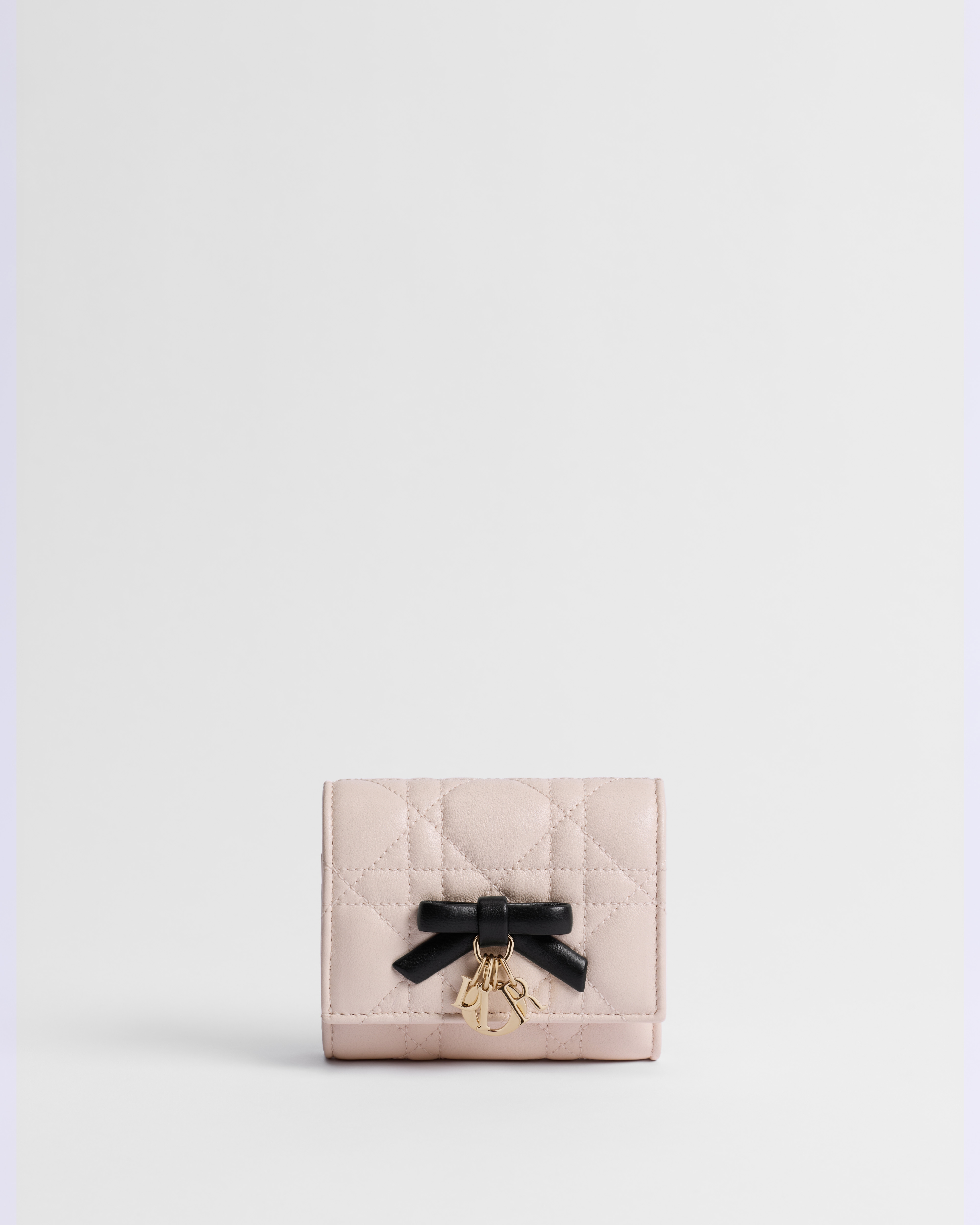 Lady Dior Hibiscus Wallet Three-Tone Ballet Pink, Black and Soupir Pink Cannage Lambskin E01