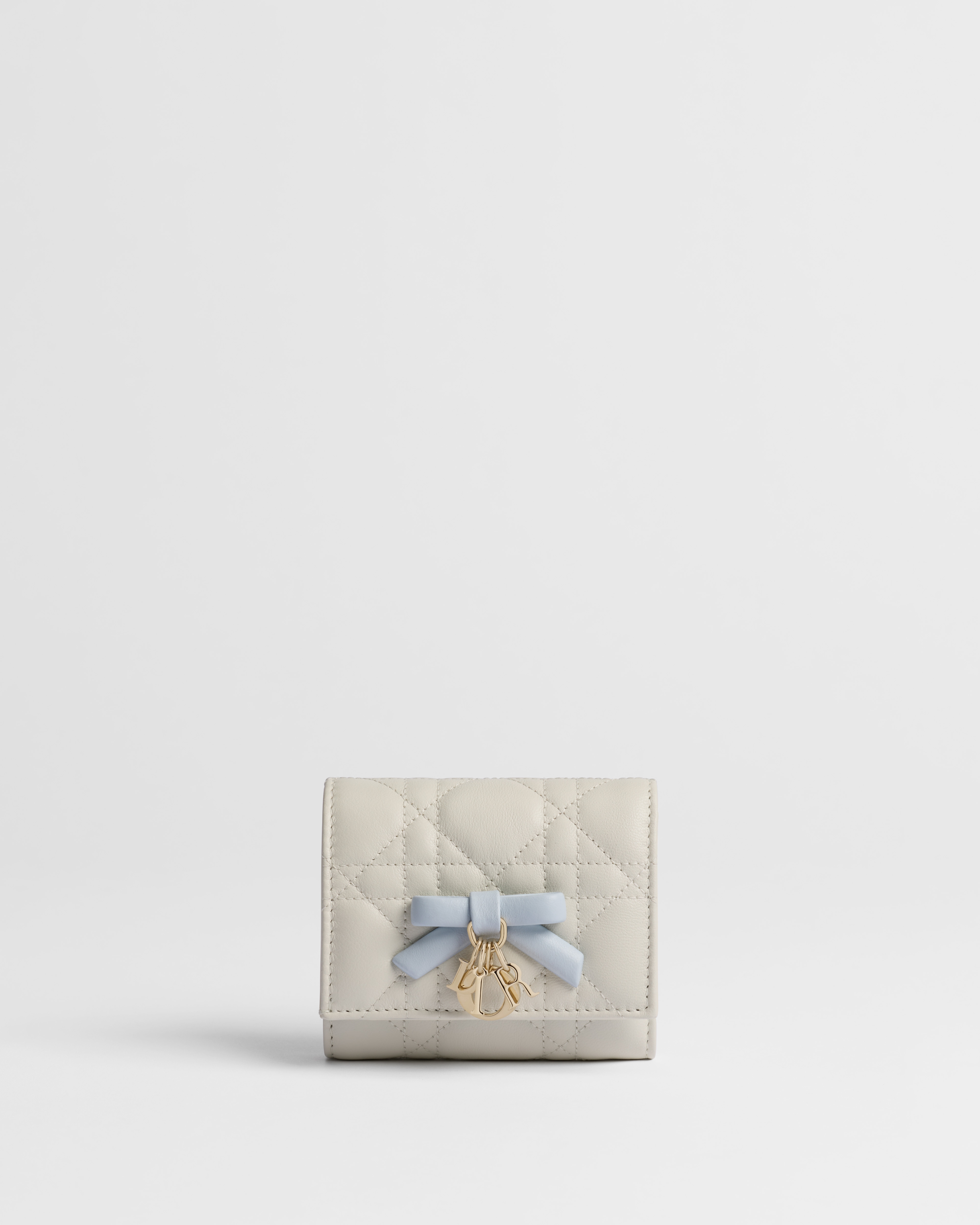 Qixi Lady Dior Hibiscus Wallet Two-Tone Latte and Ice Blue Cannage
