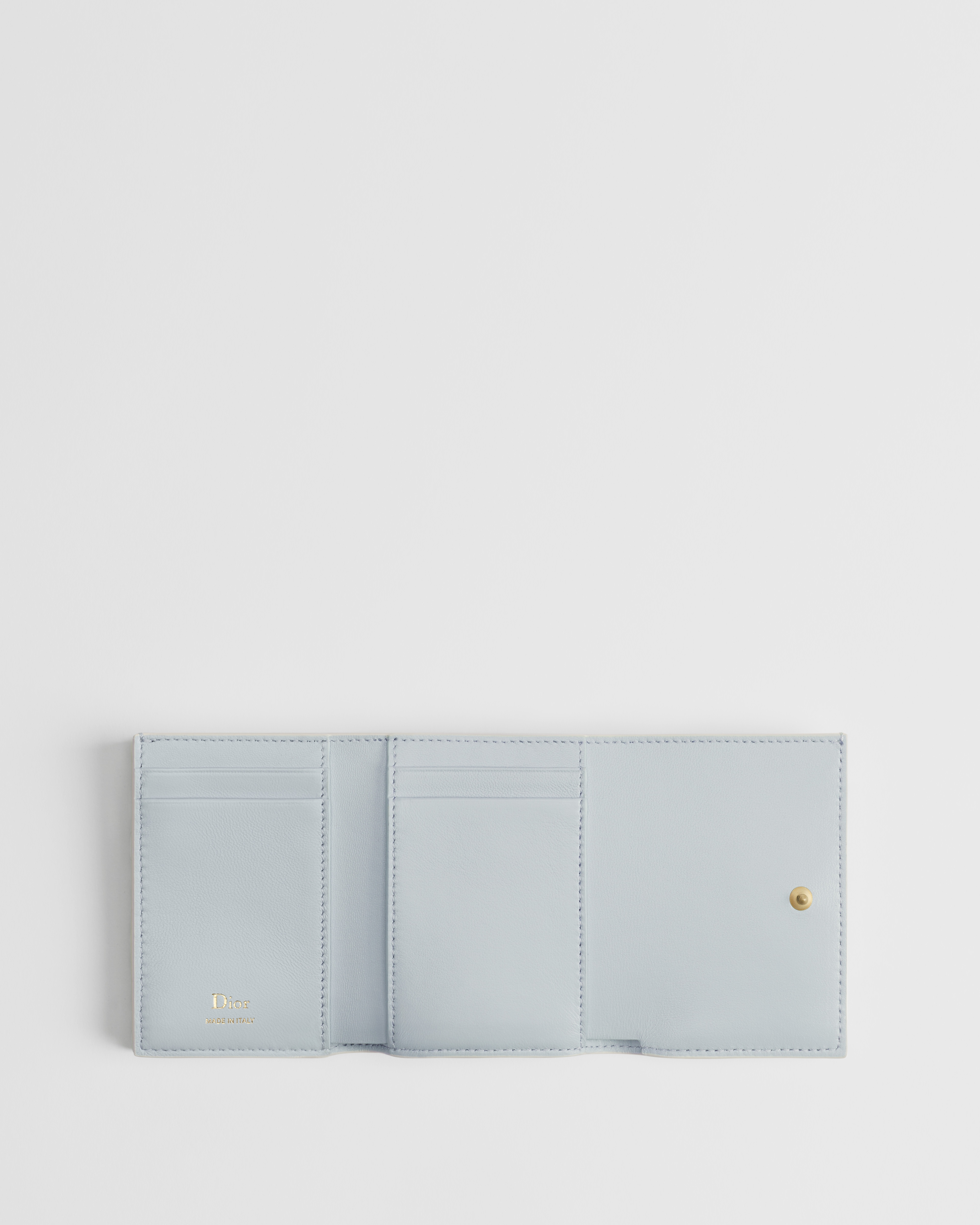 Qixi Lady Dior Hibiscus Wallet Two-Tone Latte and Ice Blue Cannage