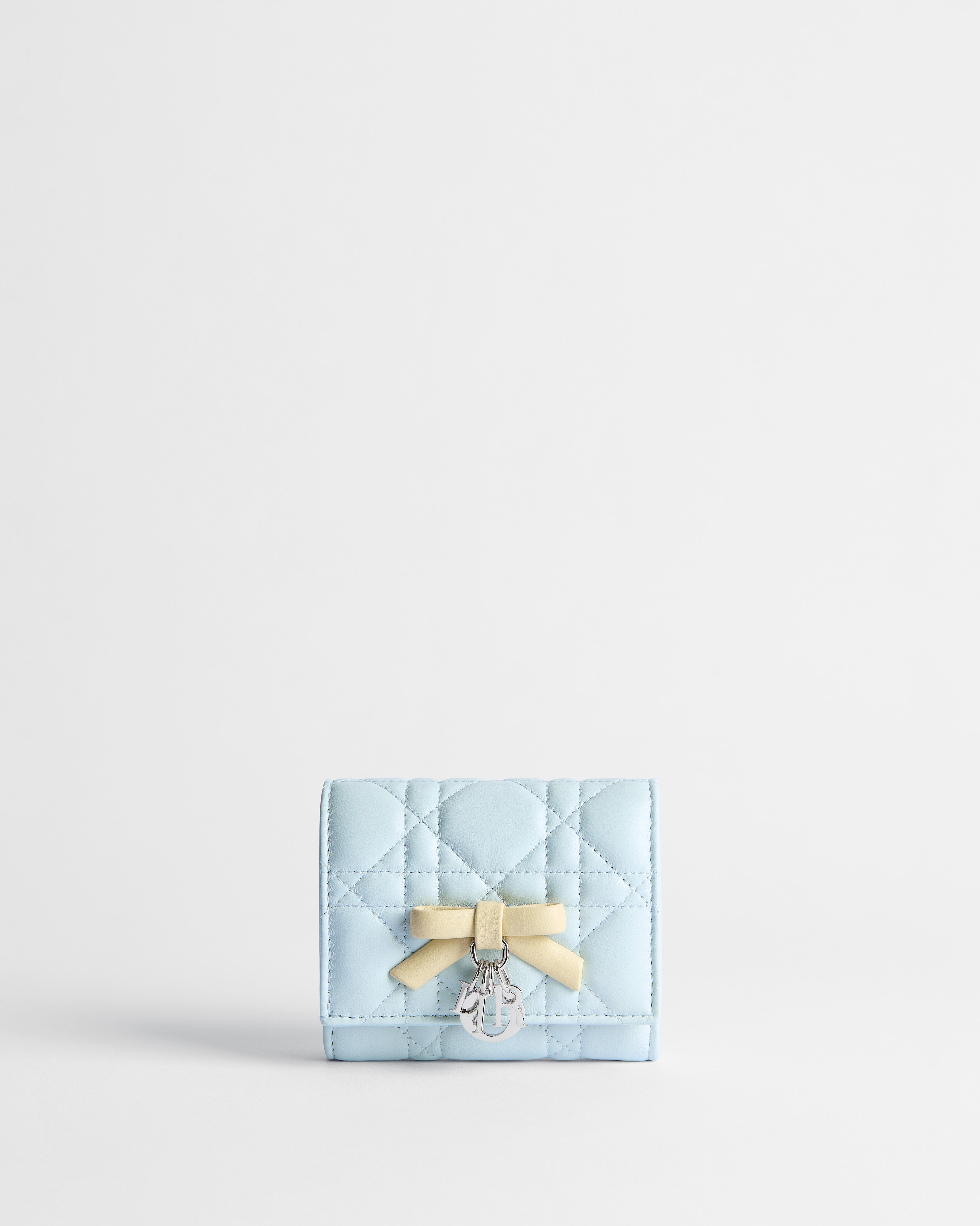 Lady Dior Hibiscus Wallet Three-Tone Ice Blue, Vanilla and Soupir Pink Cannage Lambskin E01