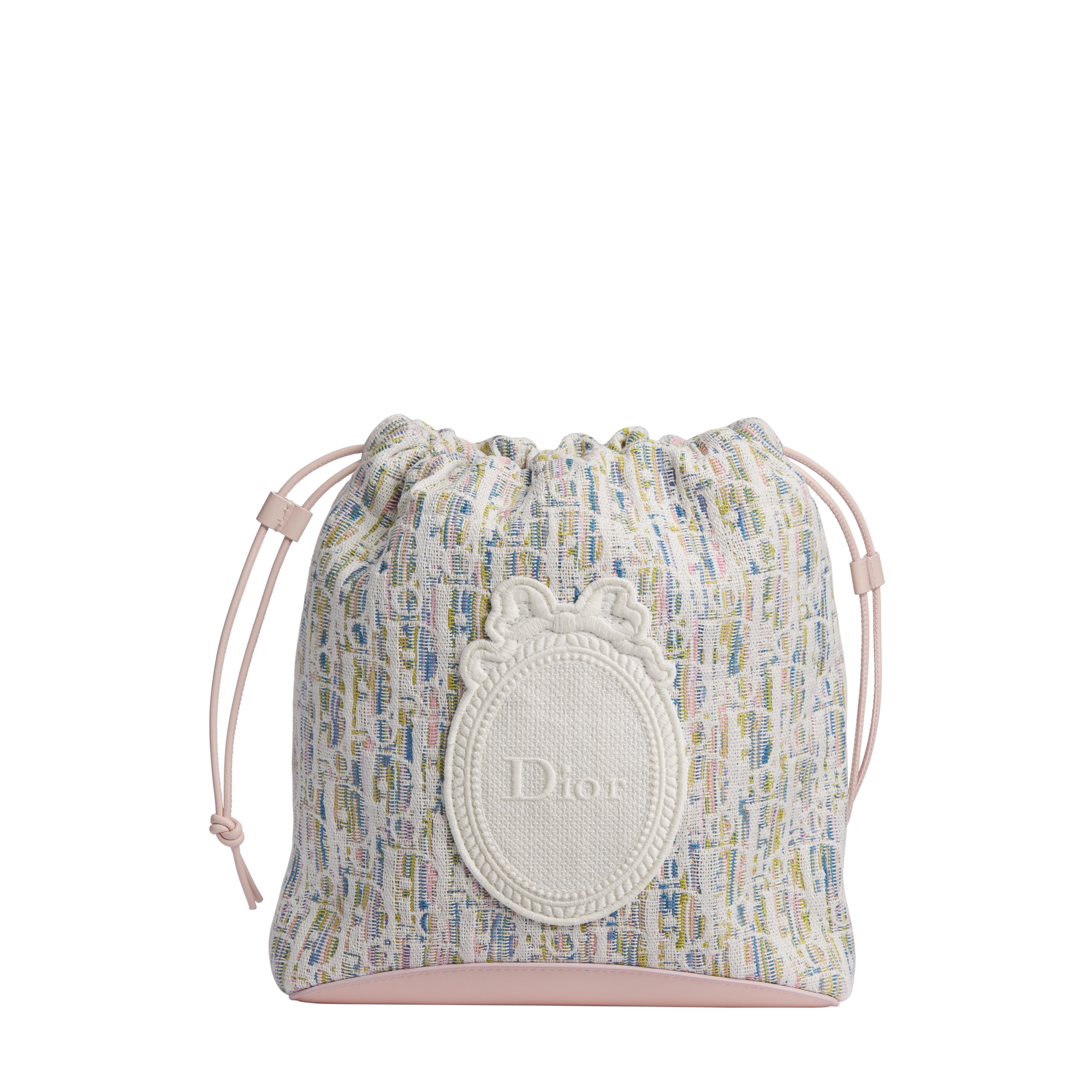 Dior Blooming Mini Bucket Bag Multicolor Dior Oblique Pastel Jacquard and White Embroidered Dior Médaillon E01