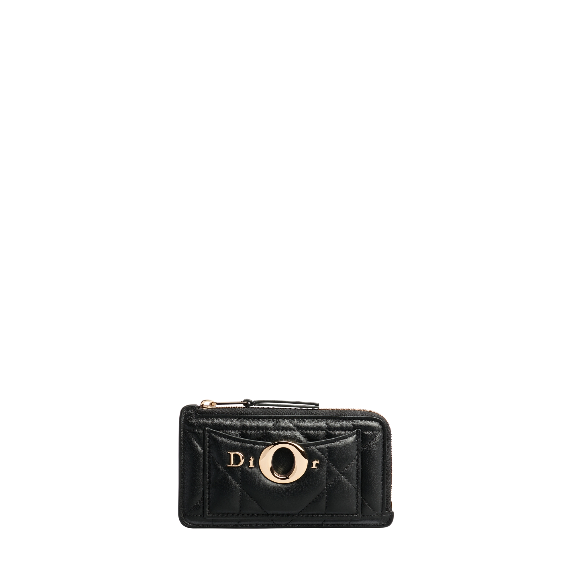Dior 黒レザー ハート型キーホルダー Dior Milly-La-Forêt Cosmos Zipped Card Holder Black Macrocannage
