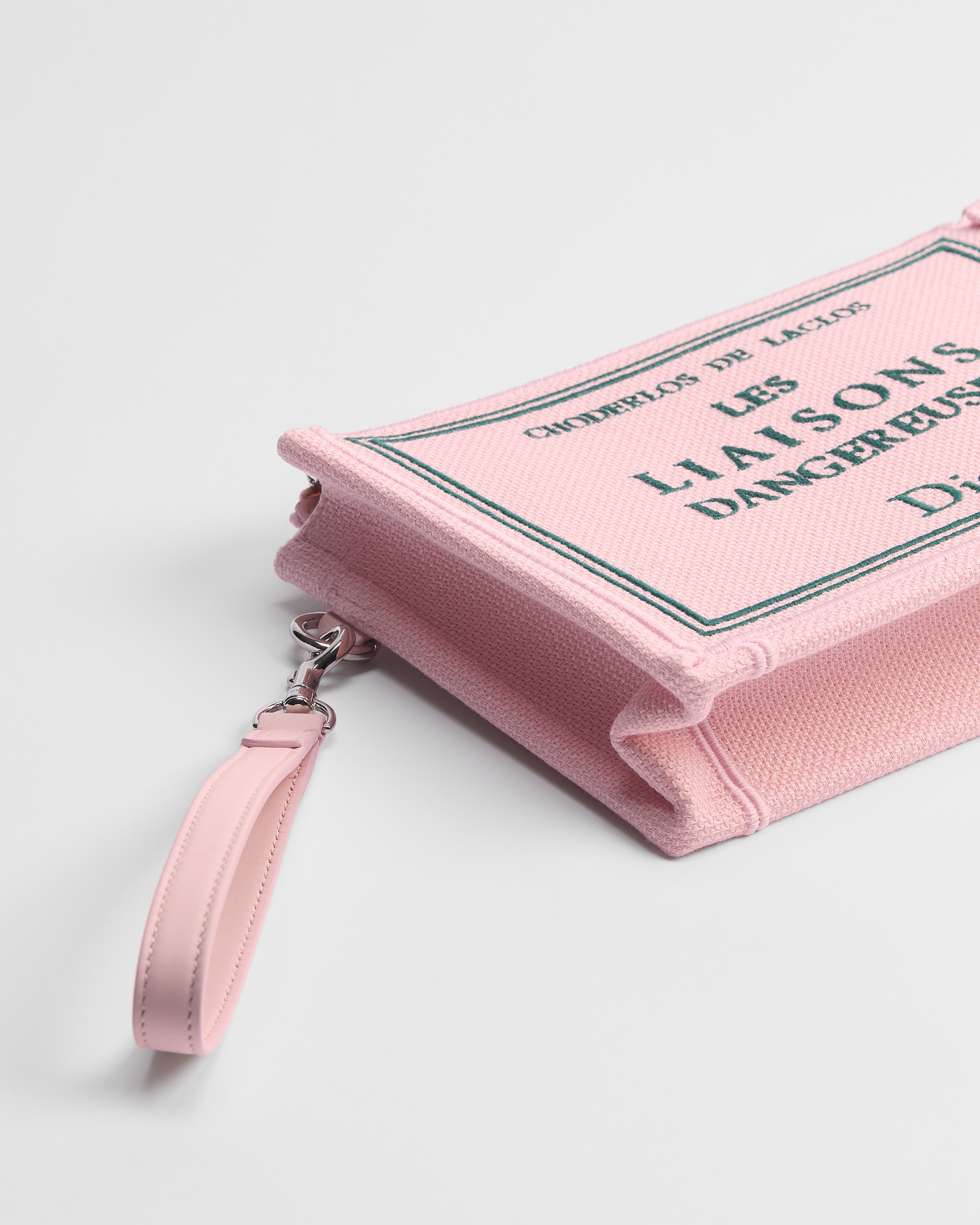 A5 Triangle Pouch Pink and Green Book Cover Embroidery E09