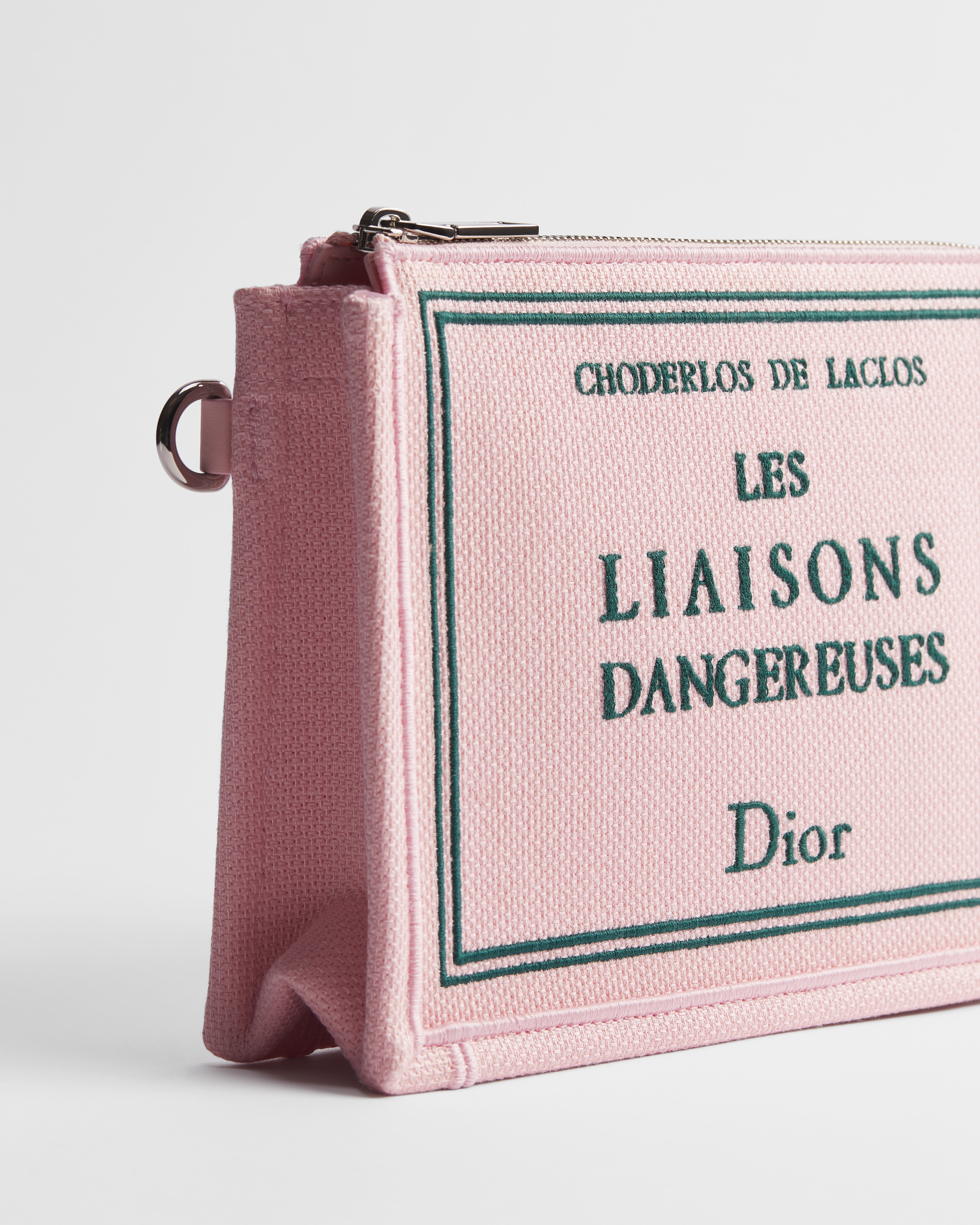 A5 Triangle Pouch Pink and Green Book Cover Embroidery E10