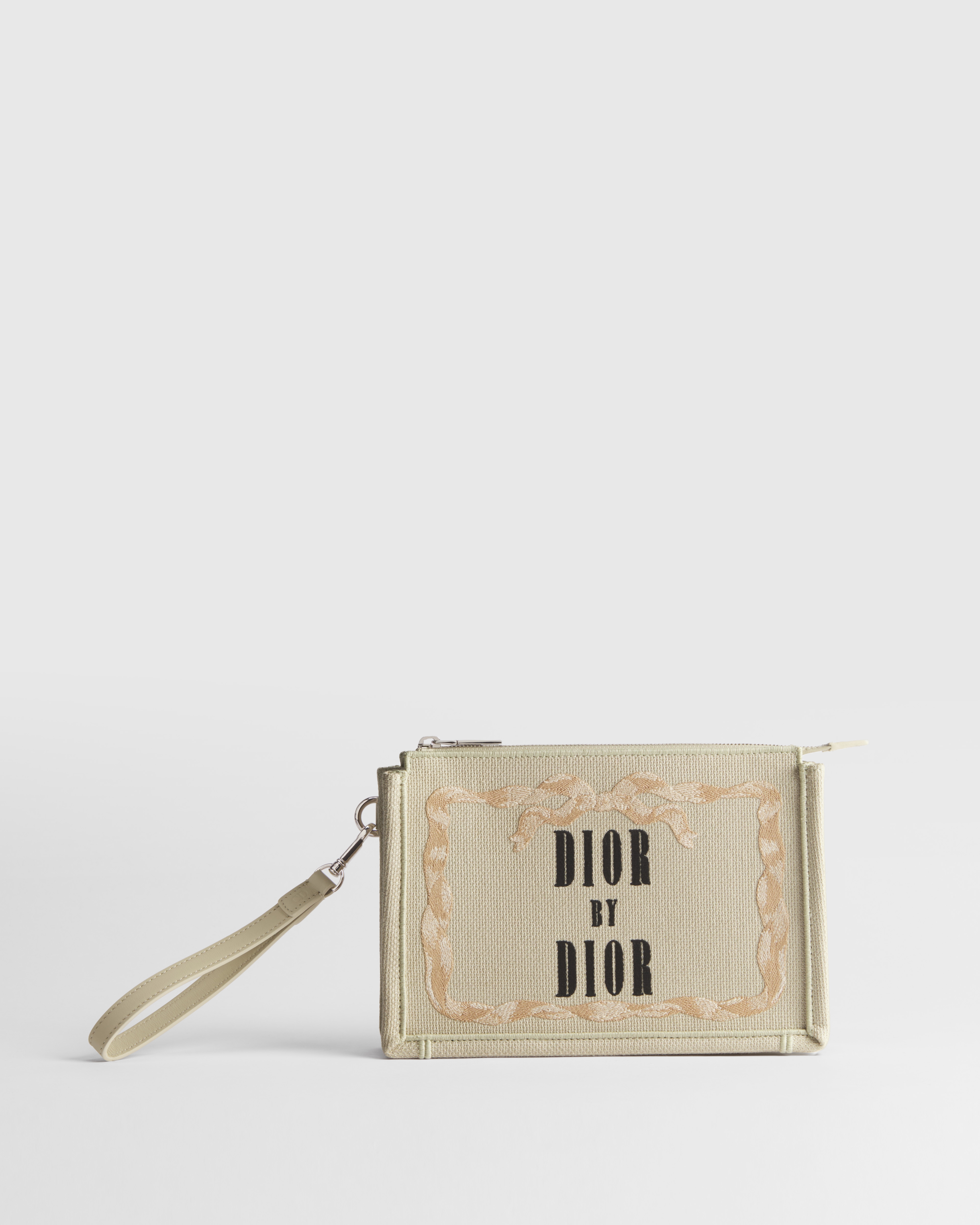 Dreieckige Pouch im A5-Format Book Cover-Stickerei in Beige, Rosa und Schwarz E01