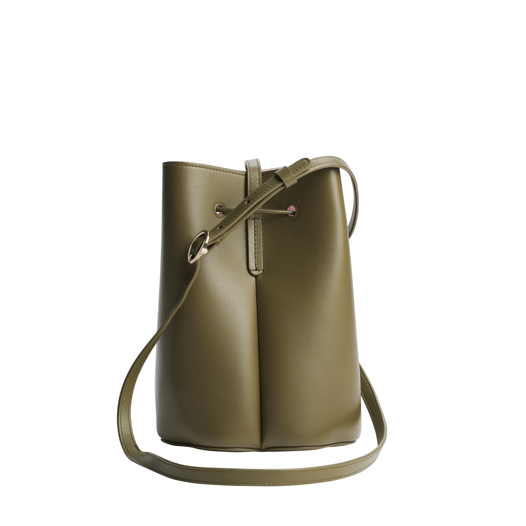 Petit Trèfle Mini Bucket Bag Khaki and Rose Tendre Smooth Calfskin