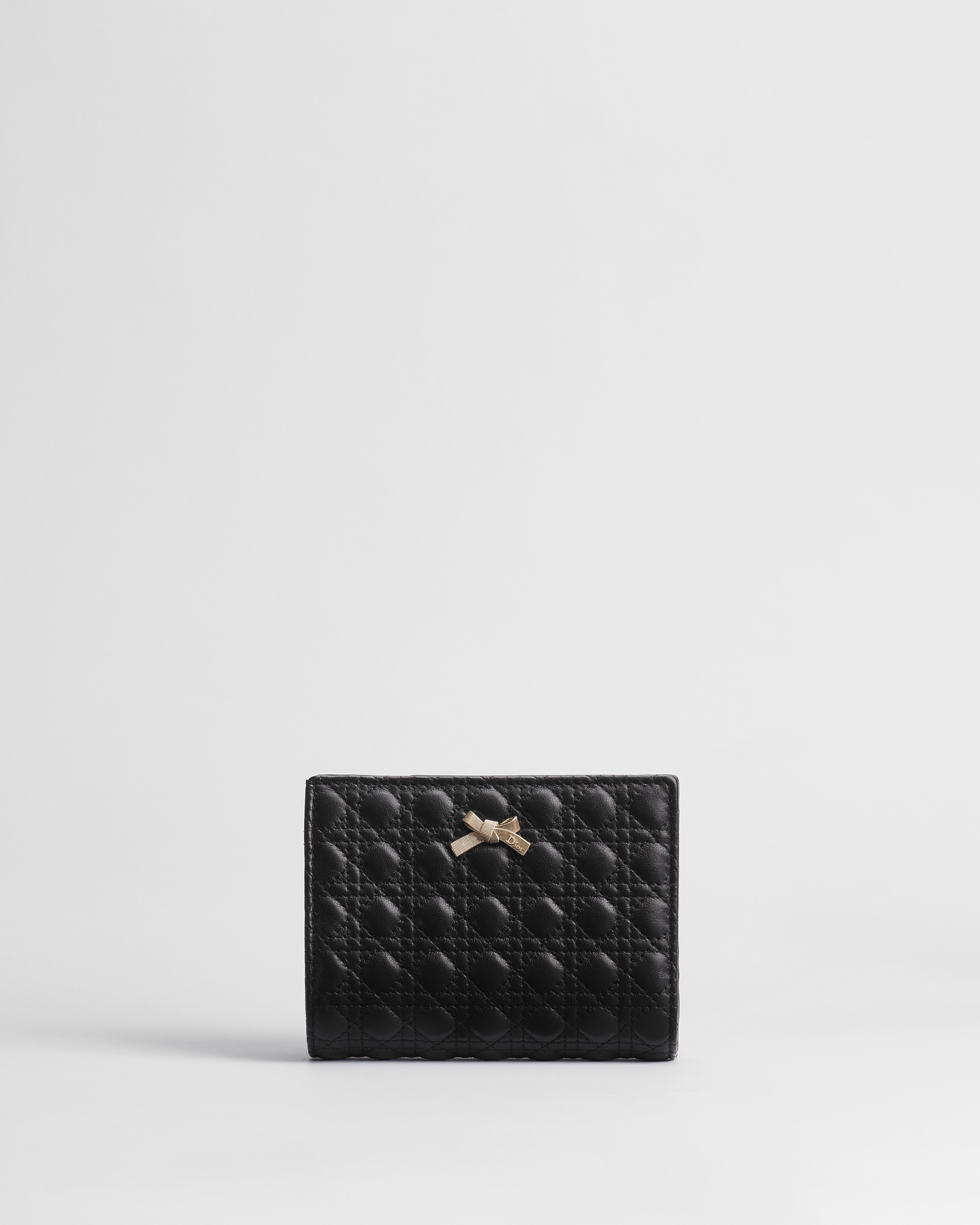 Baby Bow Begonia Wallet Black Microcannage Lambskin E01