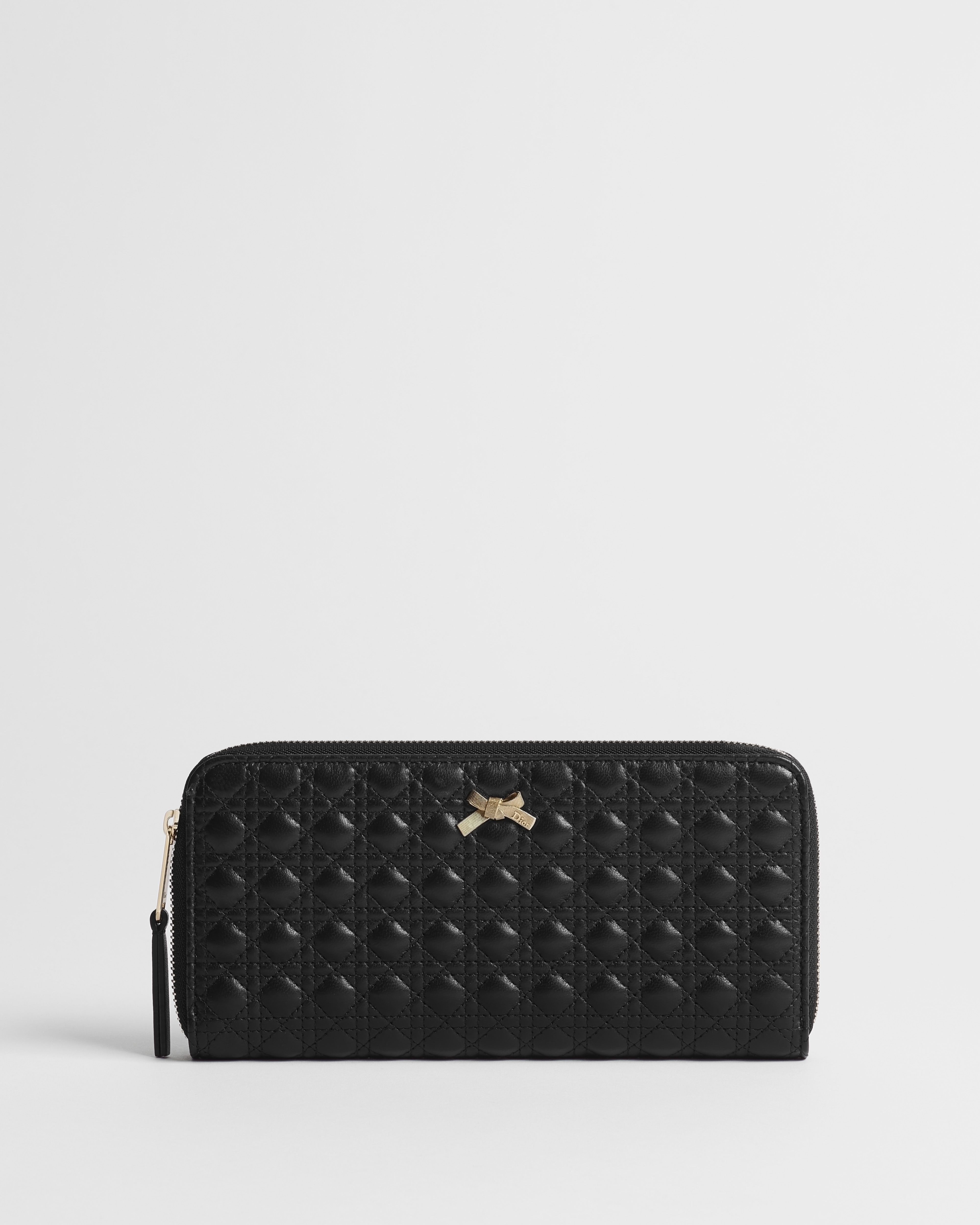 Baby Bow Voyageur Slim Wallet Black Microcannage Lambskin E01