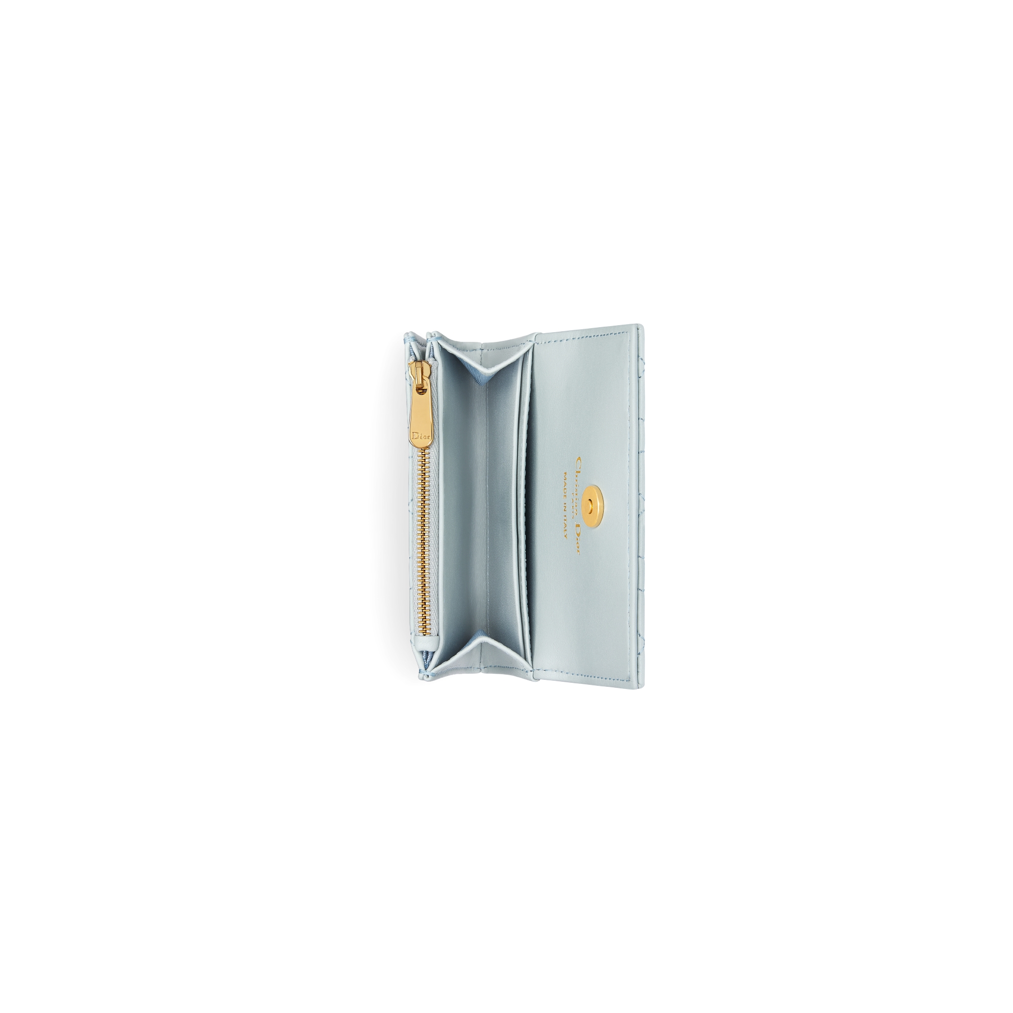 Dior Jolie Glycine 銀包 粉藍色 Cannage 藤格紋圖案羊皮 E06