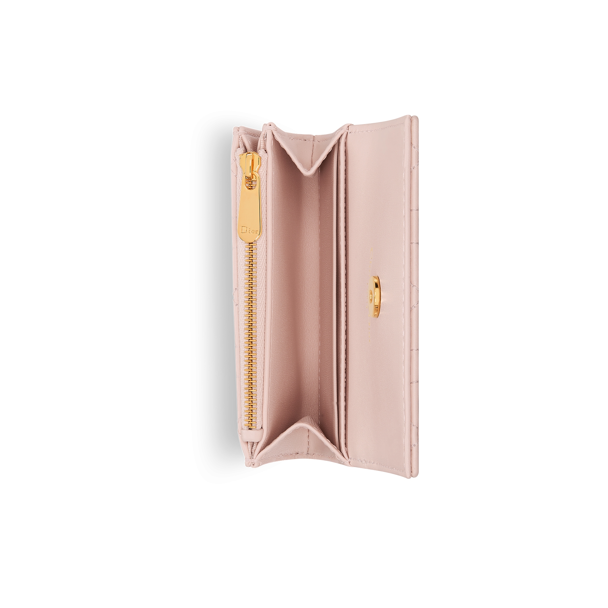 Dior Jolie Glycine-portemonnee Poederroze lamsleer met Cannage-motief E06