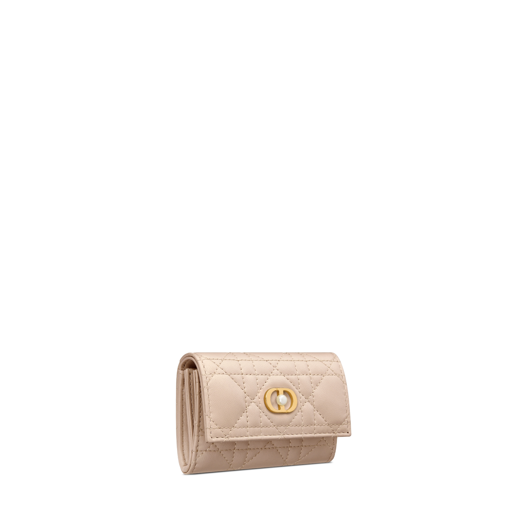 Dior Jolie Glycine-portemonnee Poederbeige lamsleer met Cannage-motief E03