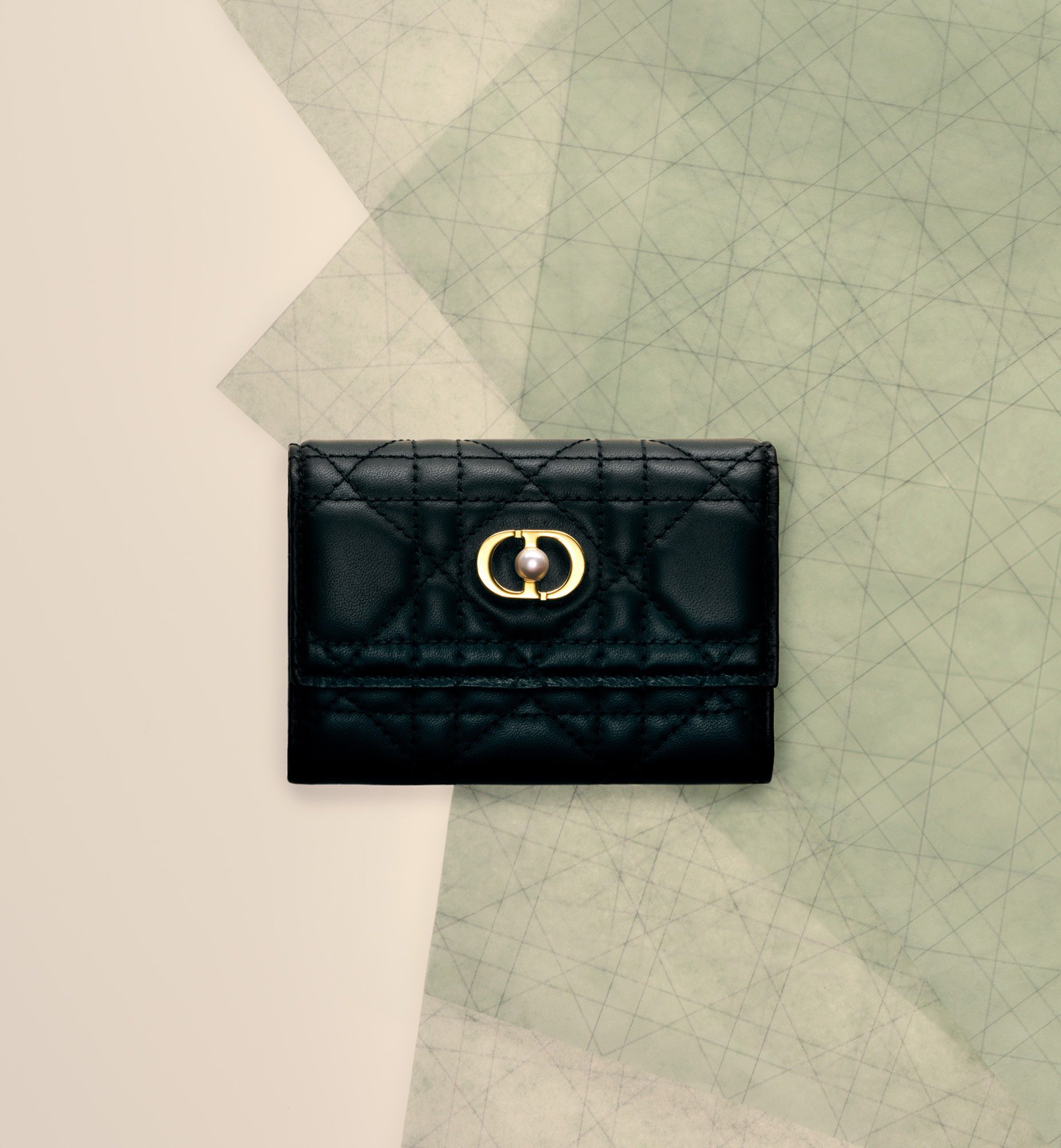 Dior Jolie Glycine Wallet Black Cannage Lambskin DIOR