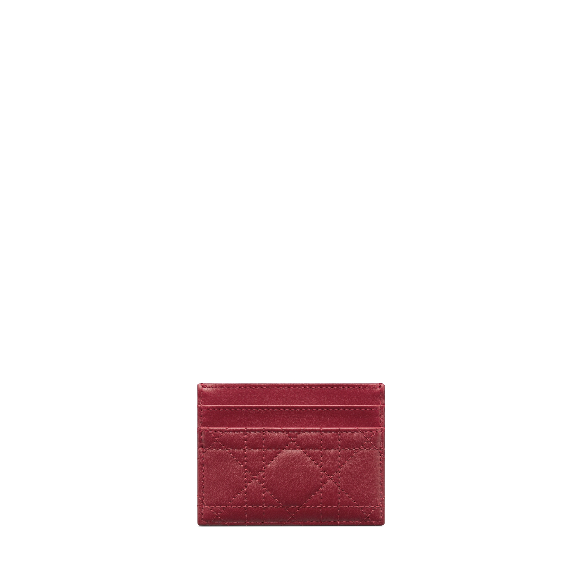 Dior Jolie Freesia Card Holder Cherry Red Cannage Lambskin E08