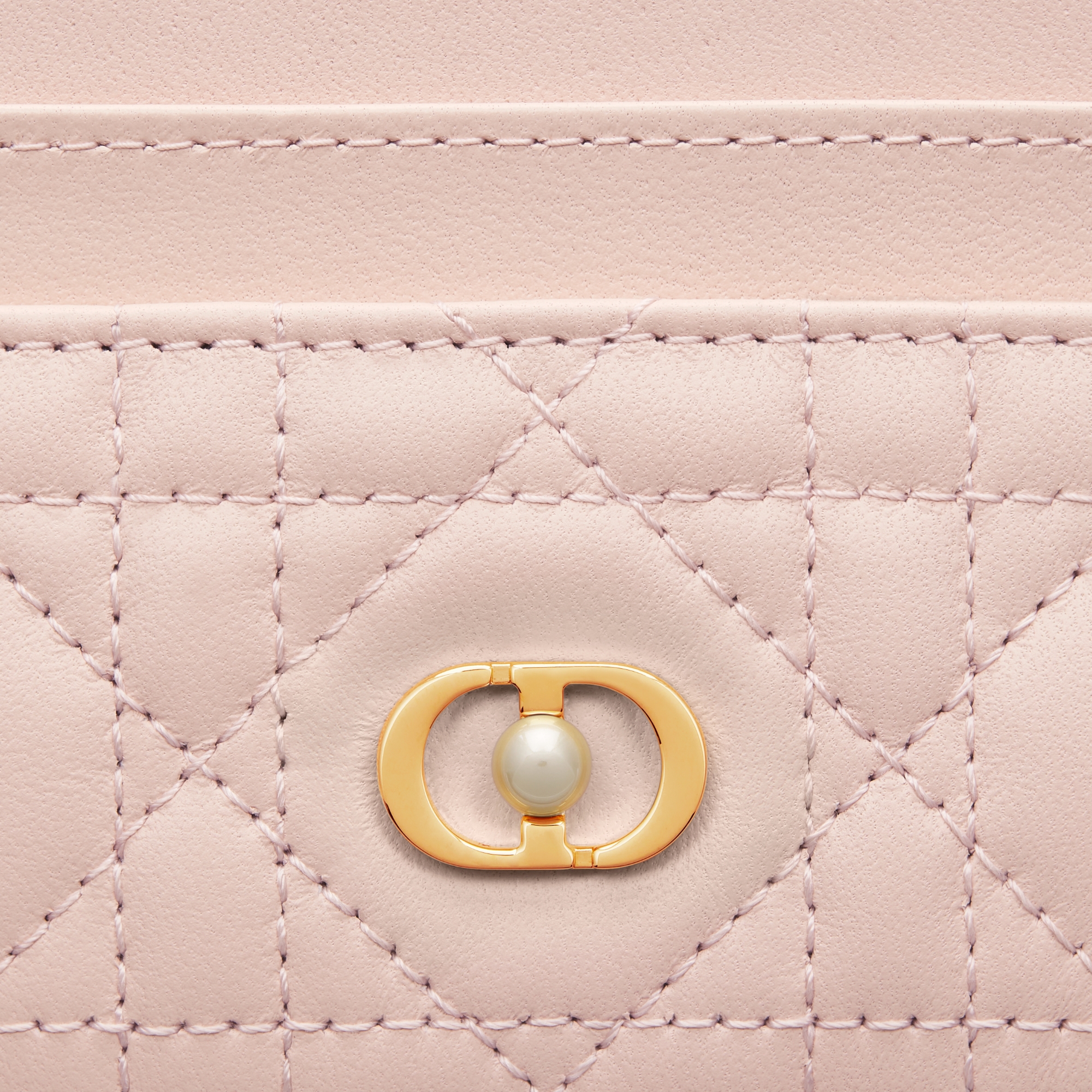 Porte-cartes Freesia Dior Jolie Cuir d'agneau Cannage rose poudre E09