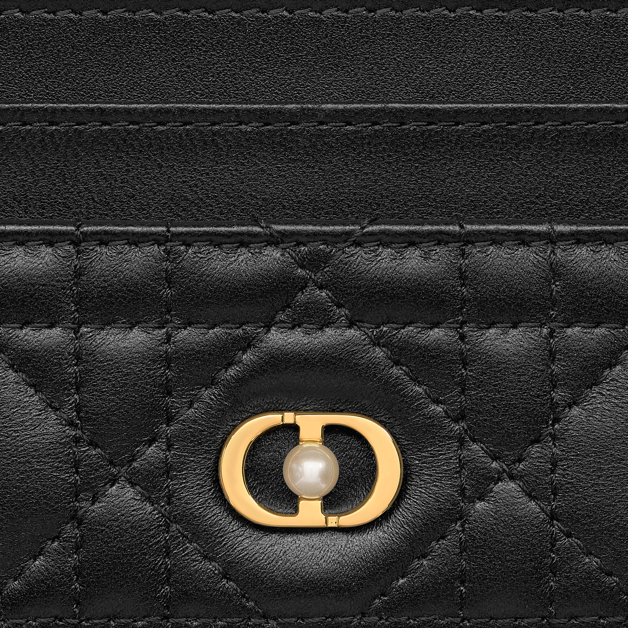 Dior Jolie Freesia Card Holder Black Cannage Lambskin E09
