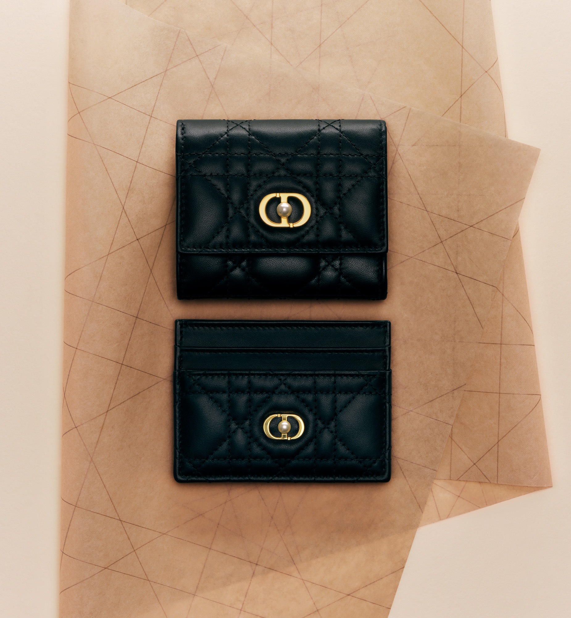 Dior Jolie Hibiscus Wallet Black Cannage Lambskin DIOR
