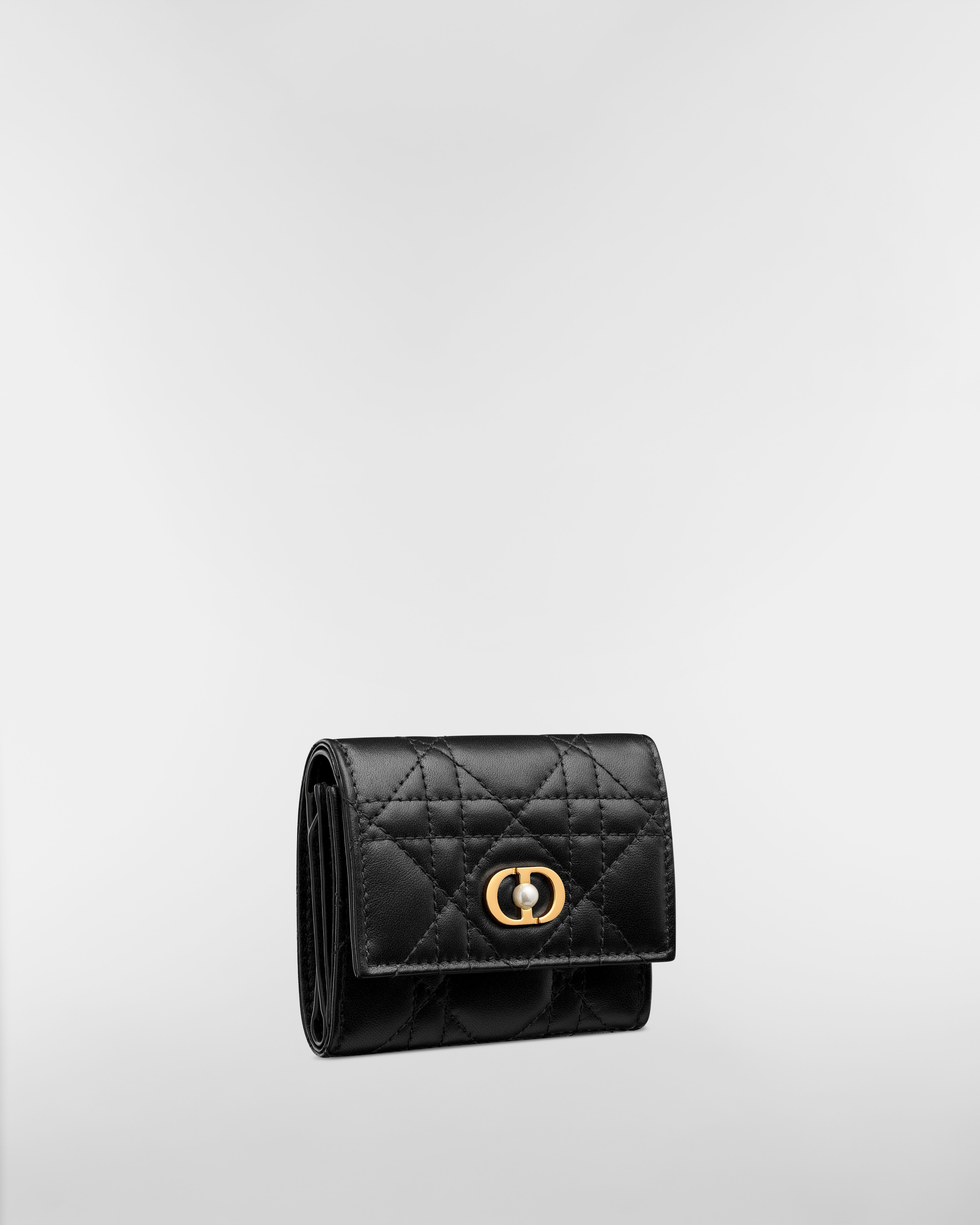 Dior Jolie Hibiscus Wallet Black Cannage Lambskin E03