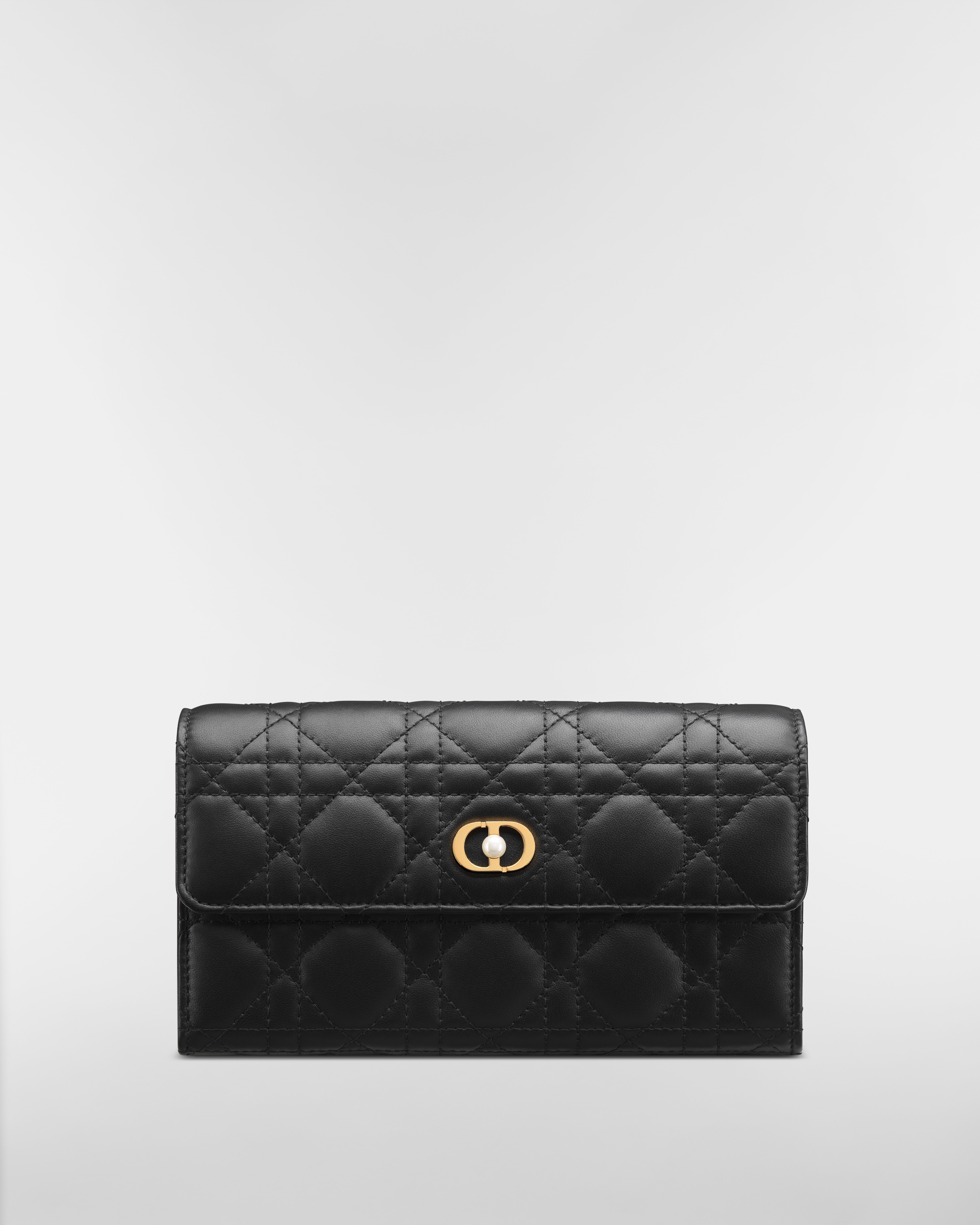 Dior Jolie Orchid Long Wallet Black Cannage Lambskin E01