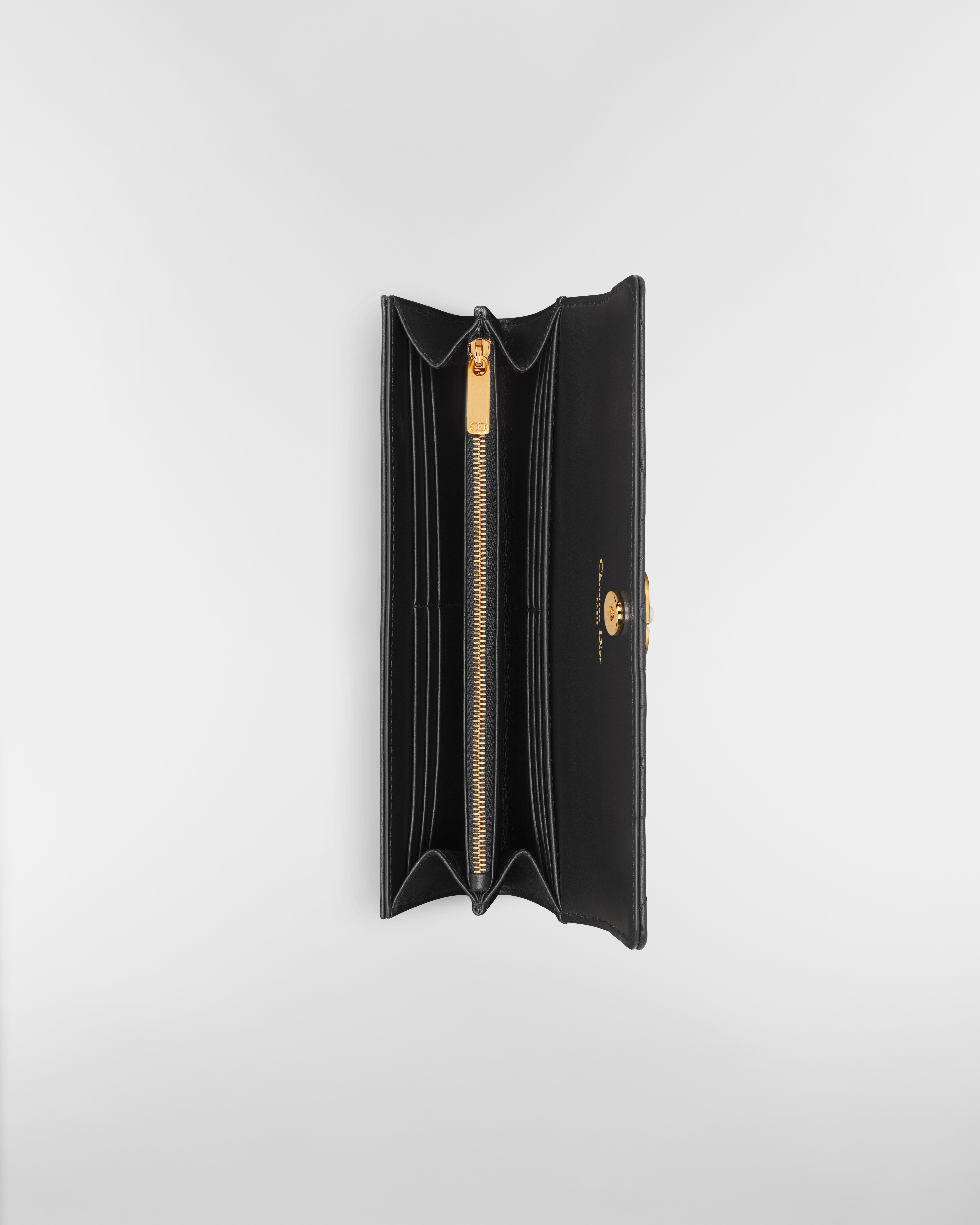 Dior Jolie Orchid Long Wallet Black Cannage Lambskin E06