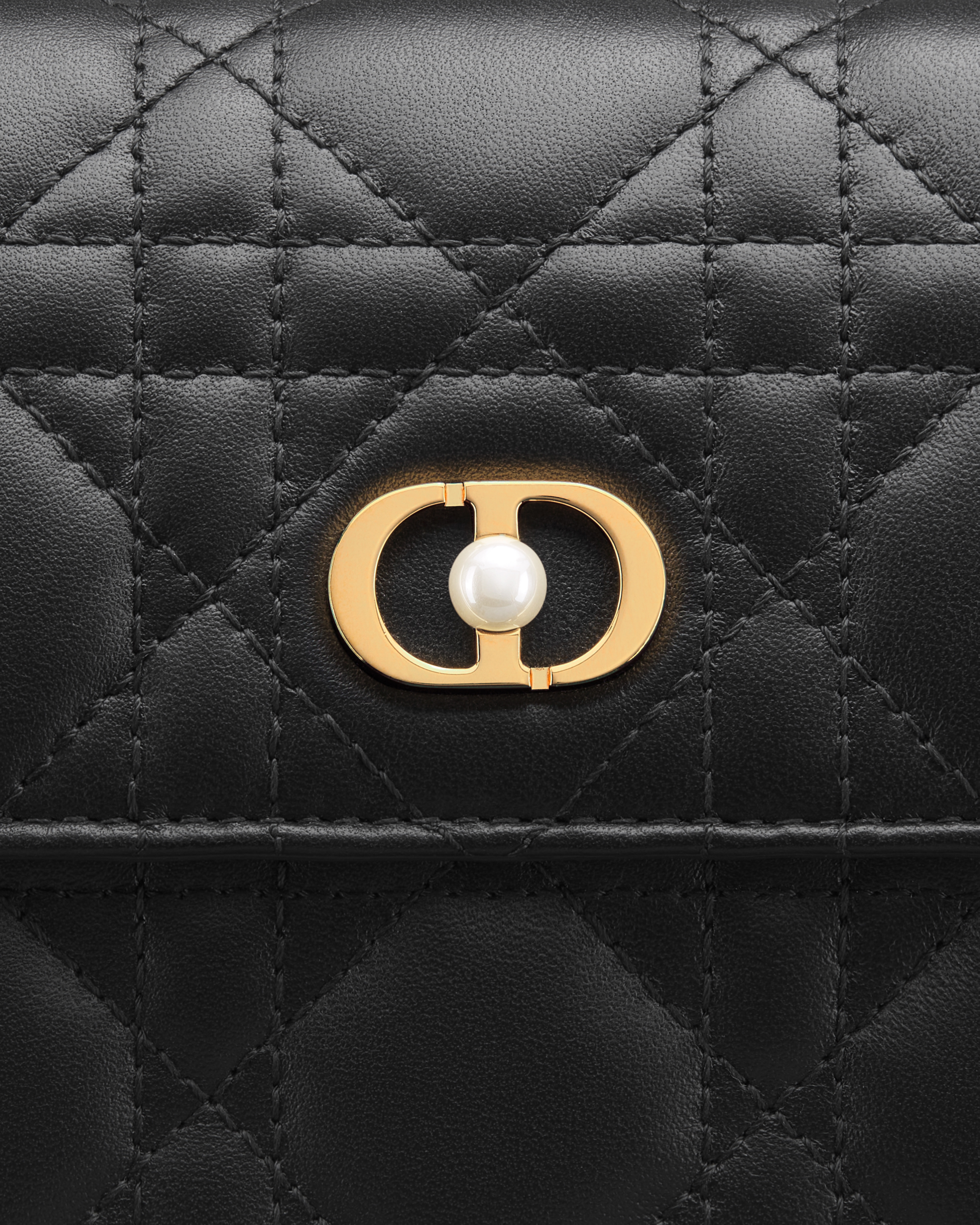 Portafoglio lungo Orchid Dior Jolie Pelle di agnello Cannage nera E09