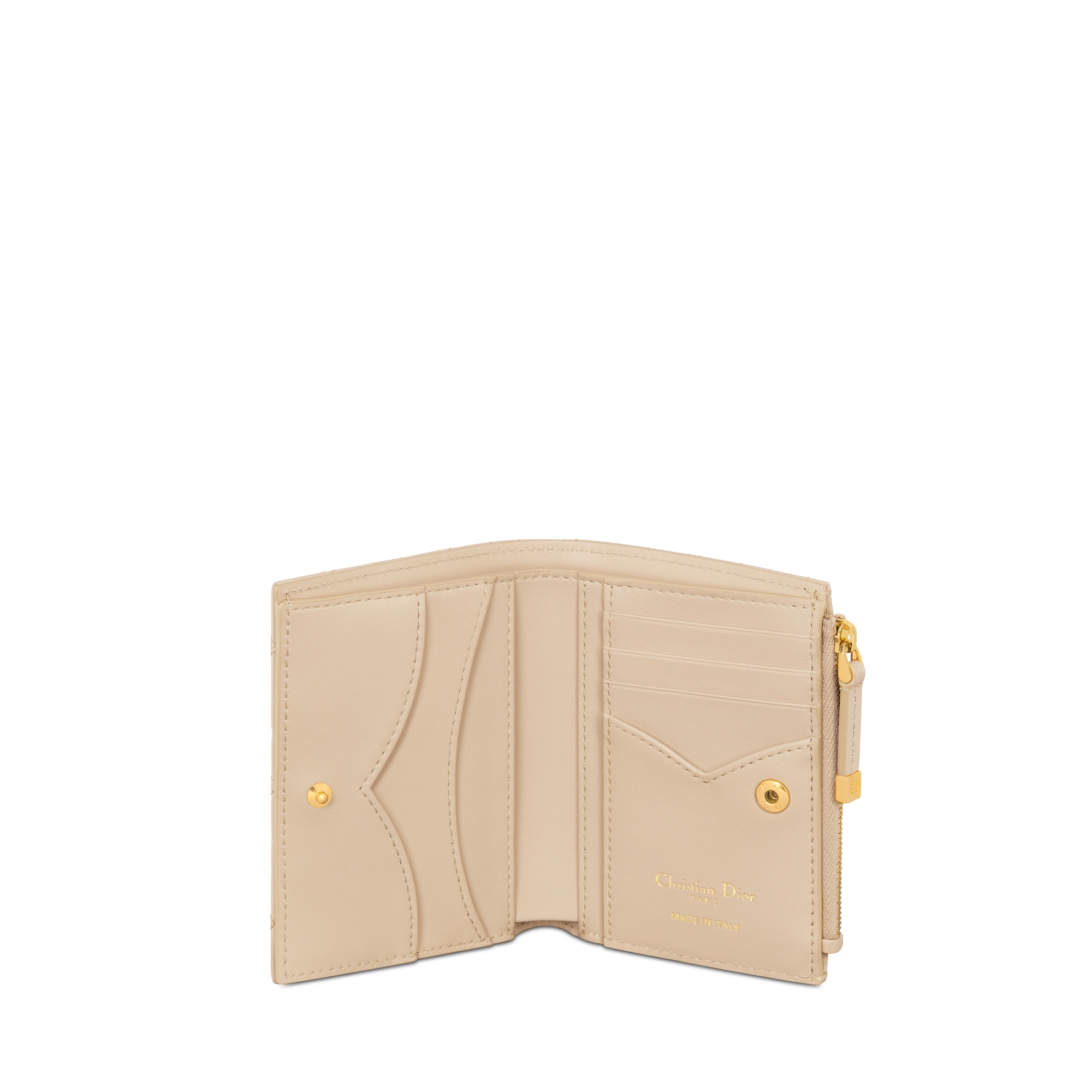 Dior Jolie Dahlia Wallet Powder Beige Cannage Lambskin | DIOR