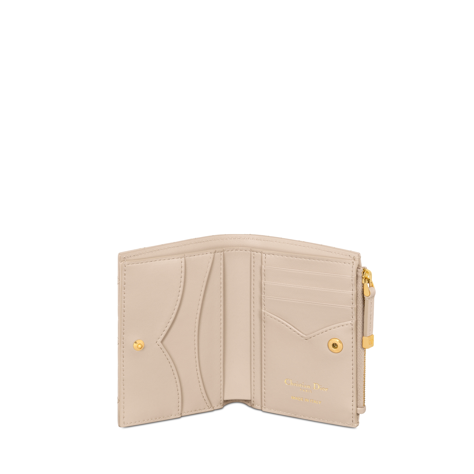 Portefeuille Dahlia Dior Jolie Cuir d'agneau Cannage beige poudre E07