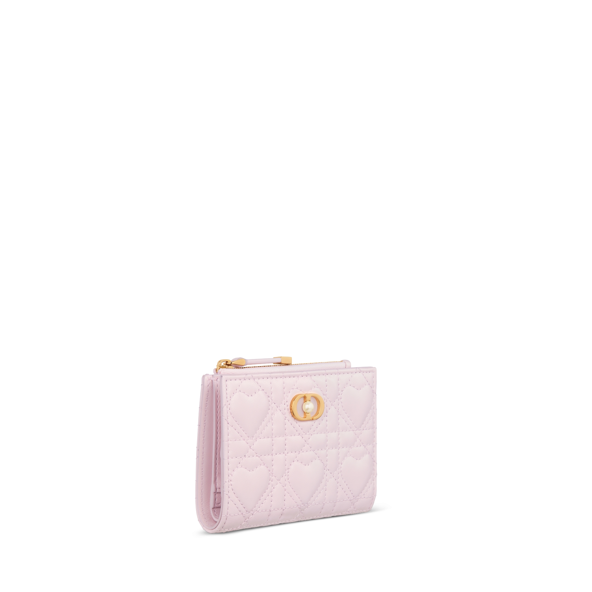 Dioramour Dior Jolie Dahlia Wallet Pale Pink Cannage Lambskin with Heart Motif E03