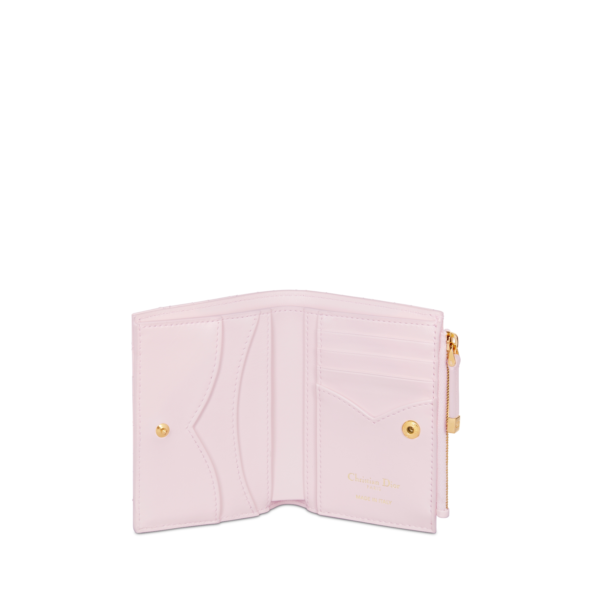 Dioramour Dior Jolie Dahlia Wallet Pale Pink Cannage Lambskin with Heart Motif E07