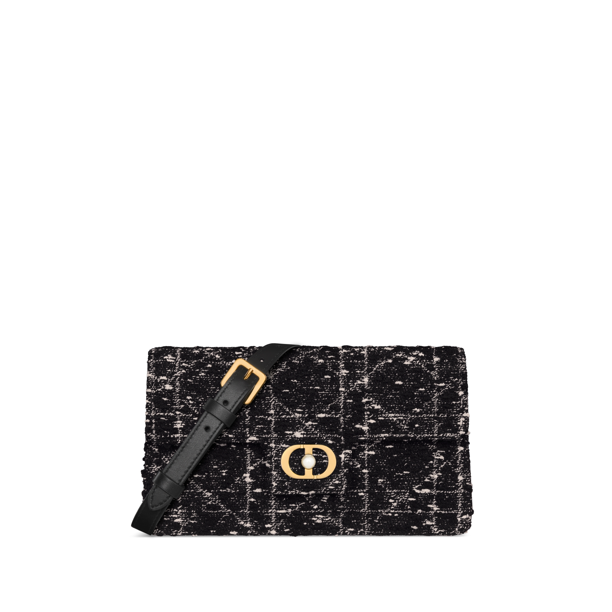 Dior Jolie Mini Bag Black Tweed with White Cannage Motif E01