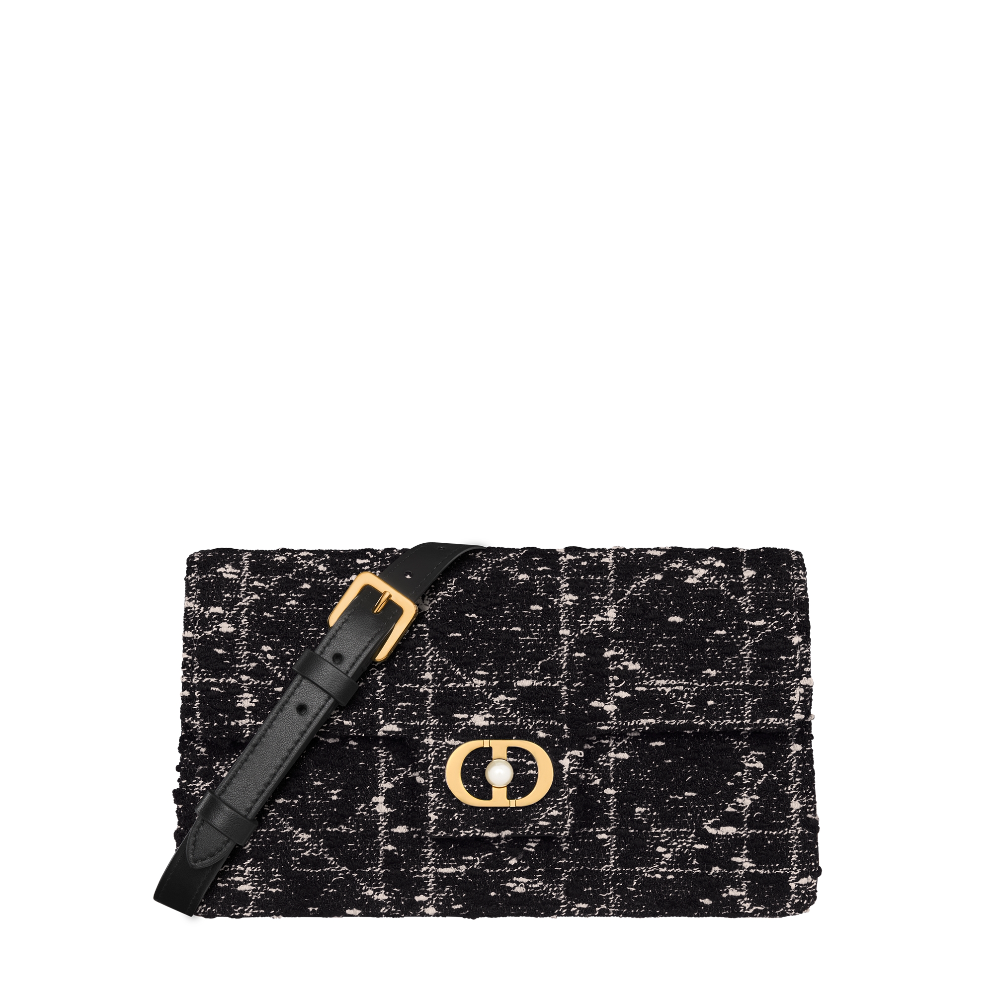 Dior Jolie Mini Bag Black Tweed with White Cannage Motif E01
