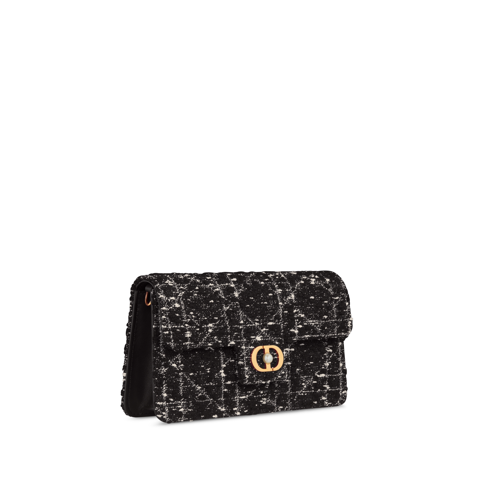 Dior Jolie Mini Bag Black Tweed with White Cannage Motif E03