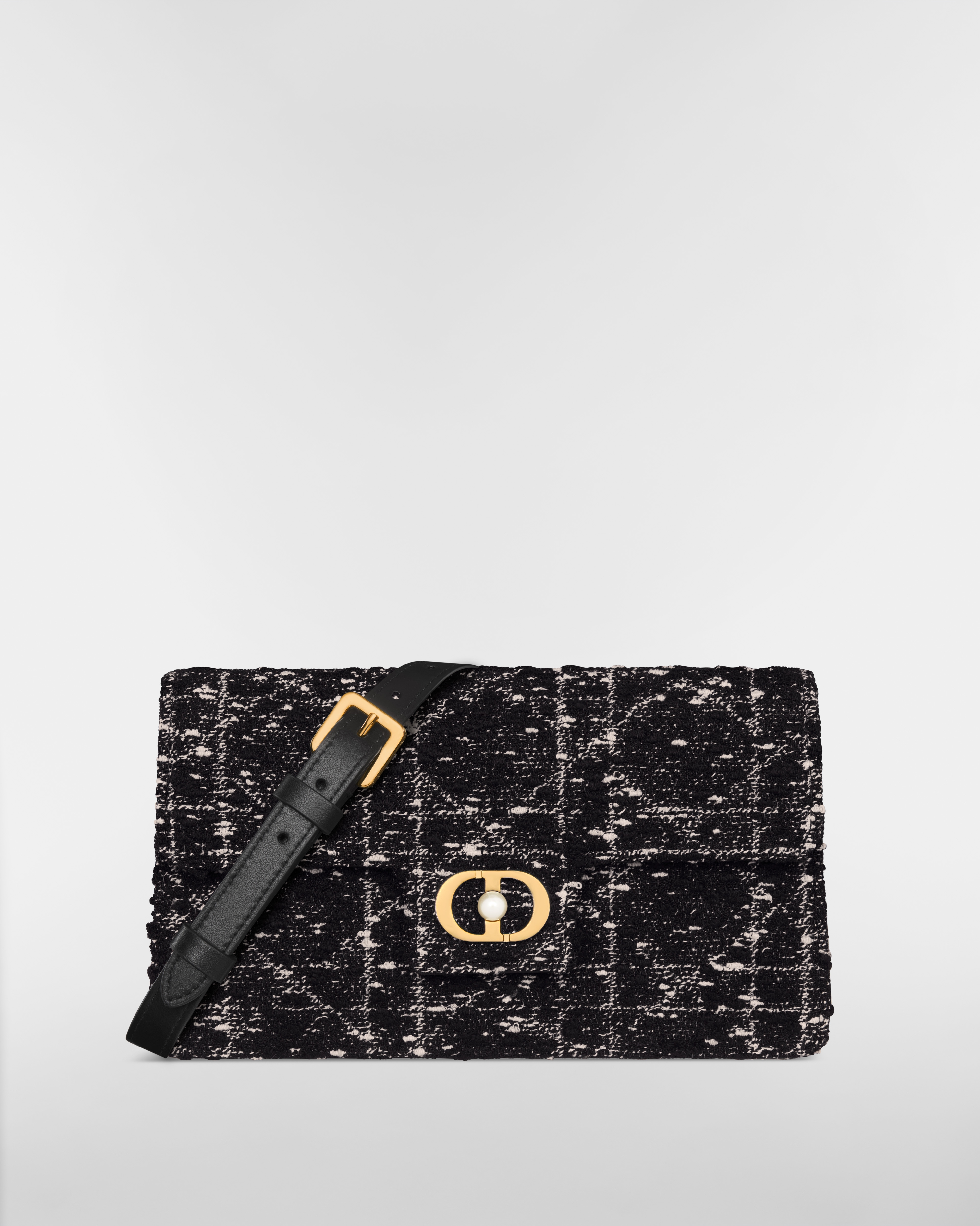 Dior Jolie 迷你包 黑色毛呢綴以白色 Cannage 籐格紋圖案 E01