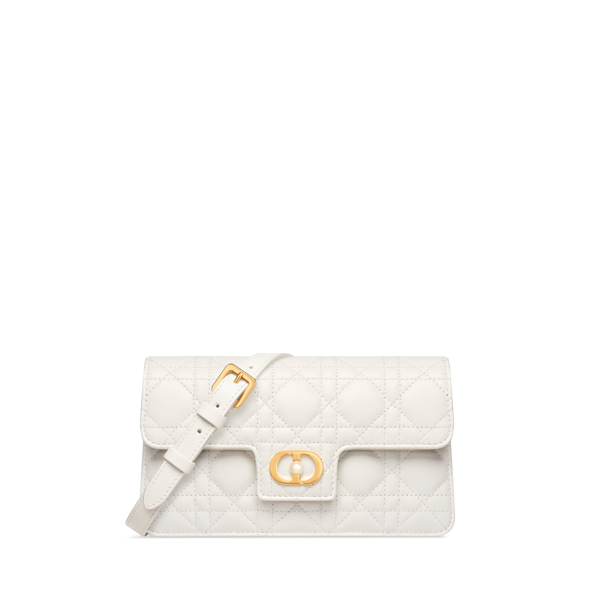 Dior Jolie-minitas Lattekleurig lamsleer met Cannage-motief E01