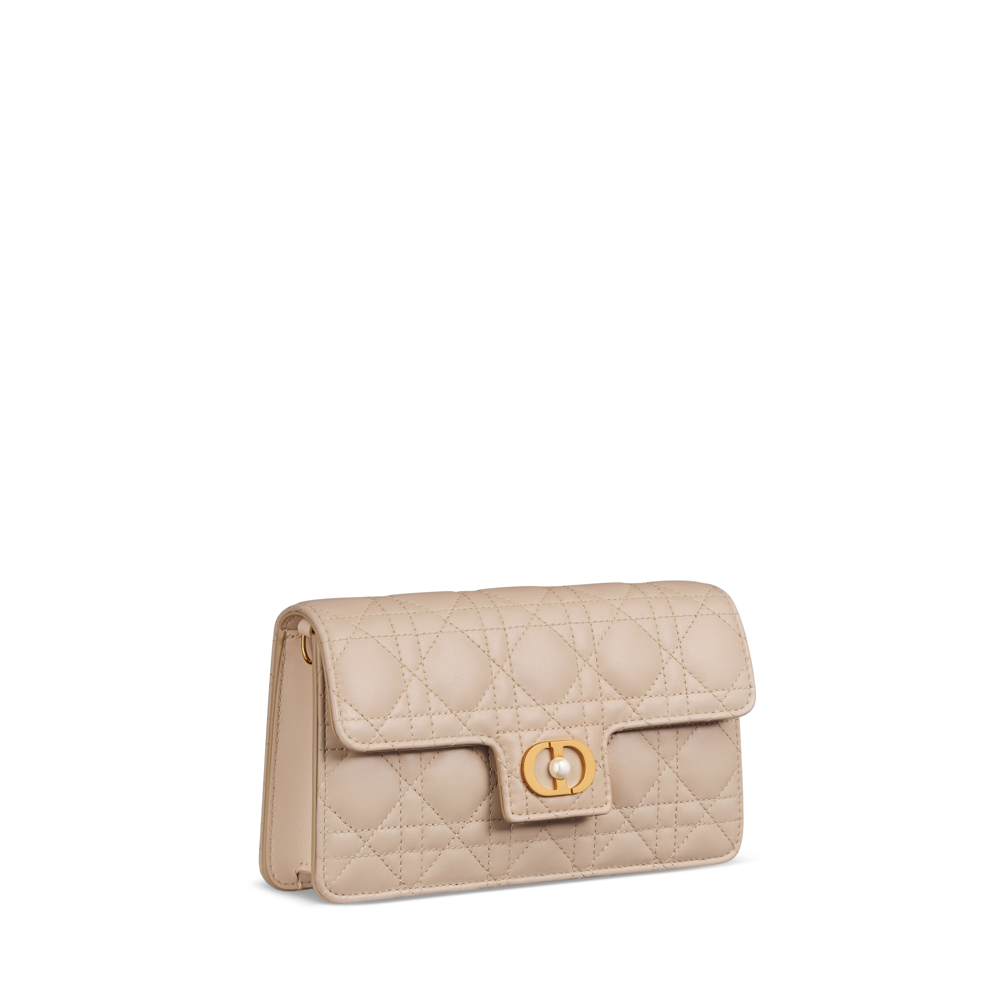 Dior Jolie-minitas Poederbeige lamsleer met Cannage-motief E03