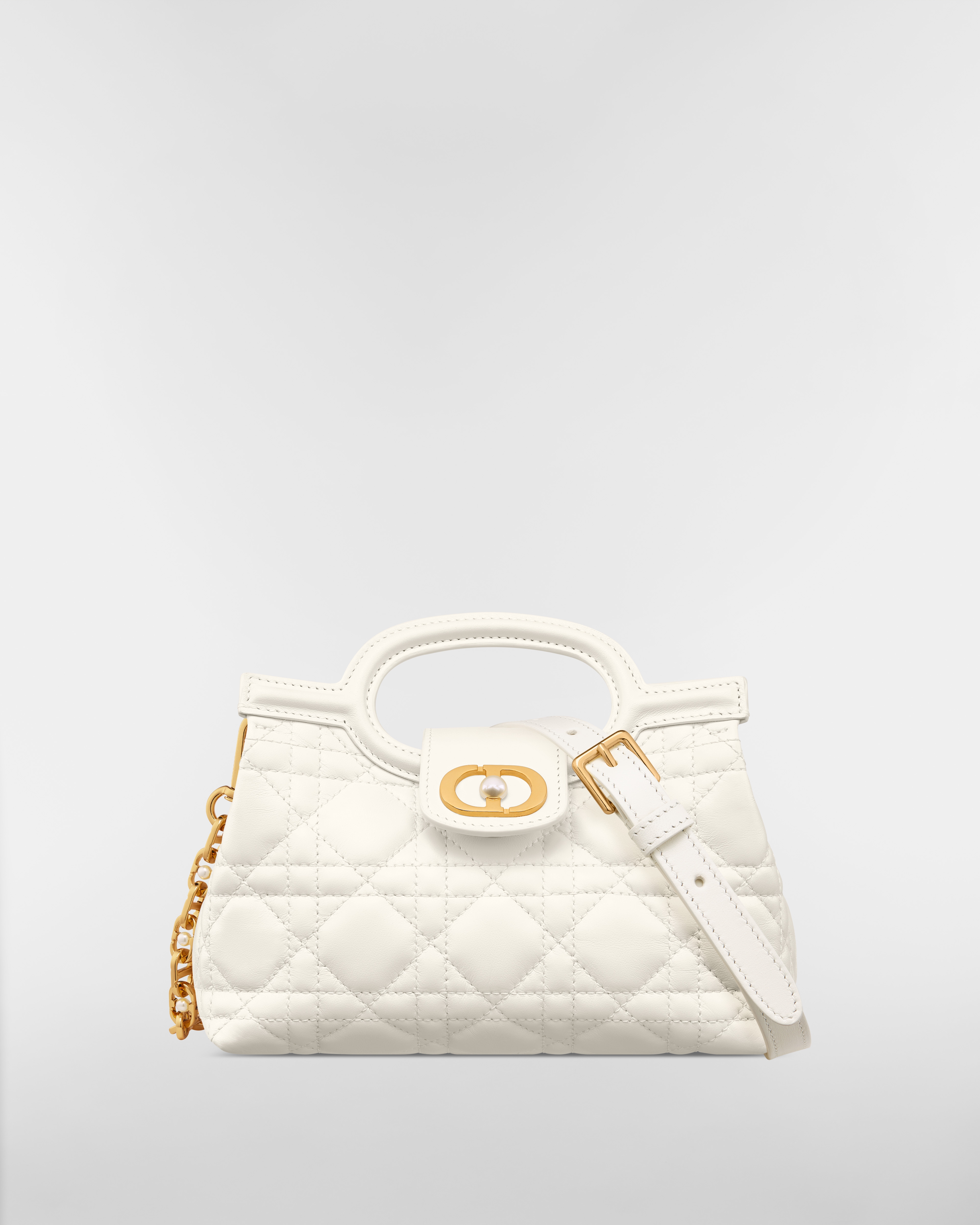 Dior Jolie Top Handle 迷你手提包 奶白色 Cannage 籐格紋羊皮 E01