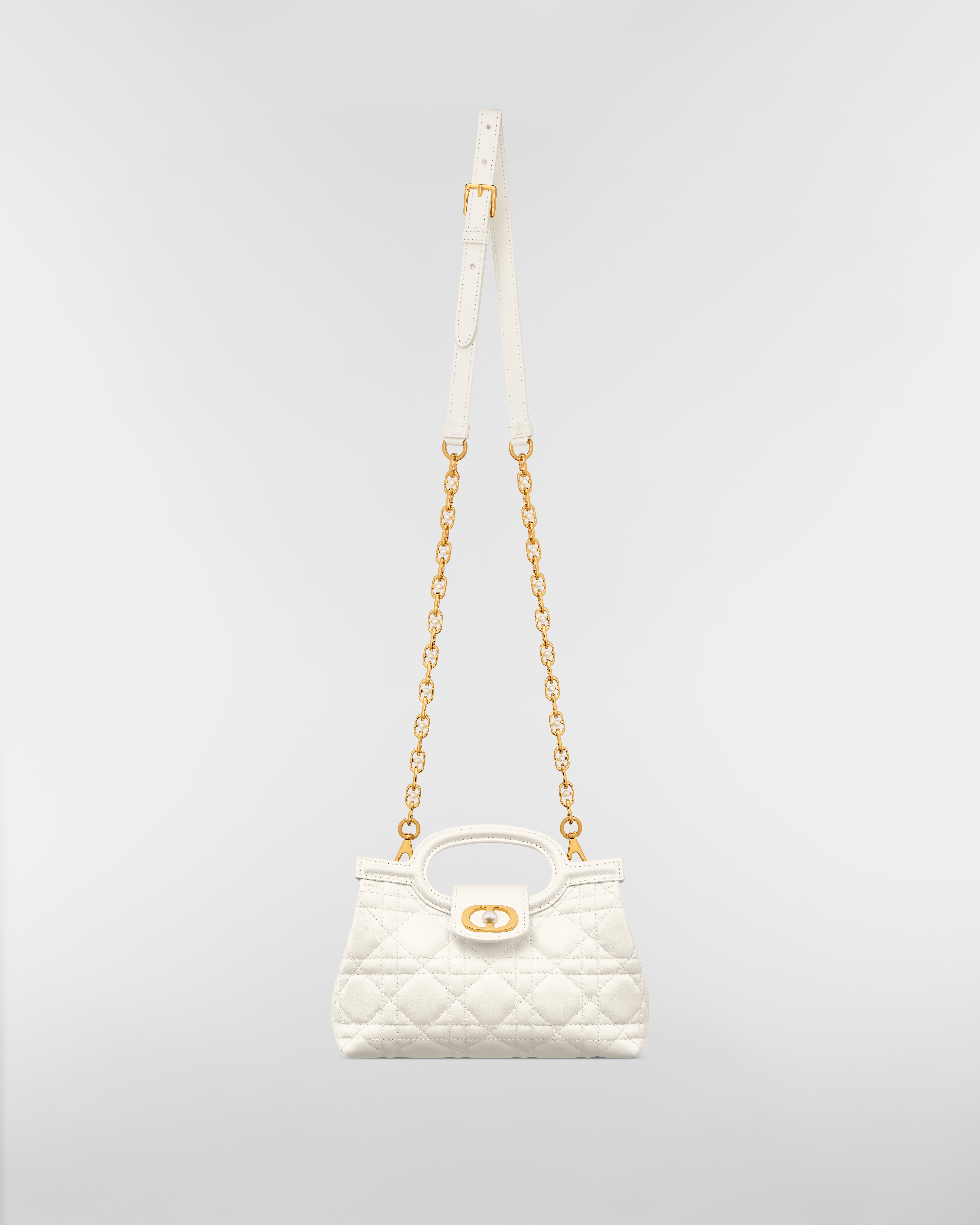 Dior Jolie Top Handle 迷你手提包 奶白色 Cannage 籐格紋羊皮 E07