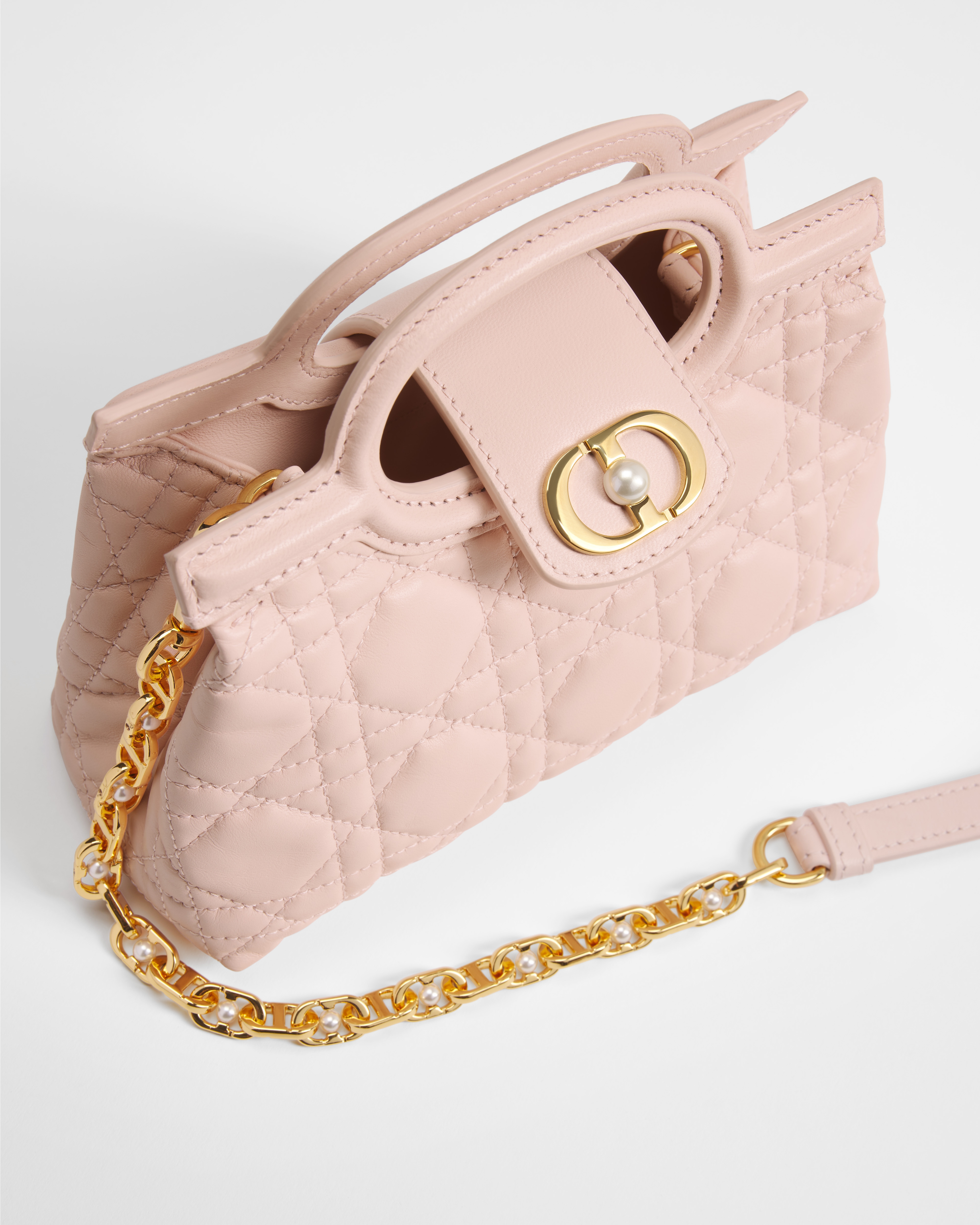 Mini sac Top Handle Dior Jolie Cuir d'agneau Cannage rose poudre E06