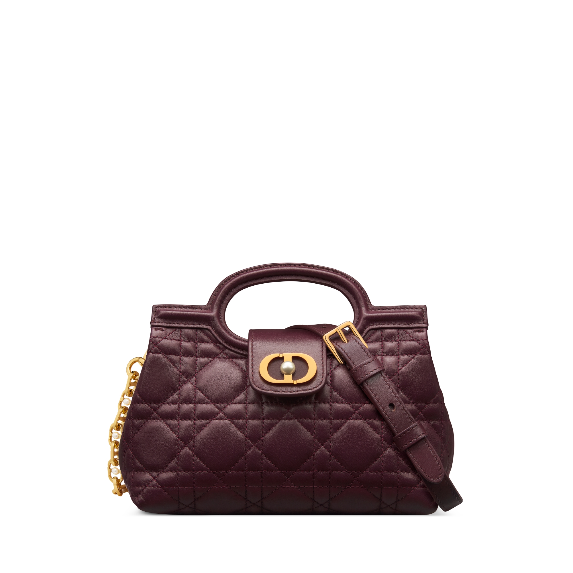 Dior Jolie-minitas met hengsel bovenop Pruimkleurig lamsleer met Cannage-motief E01