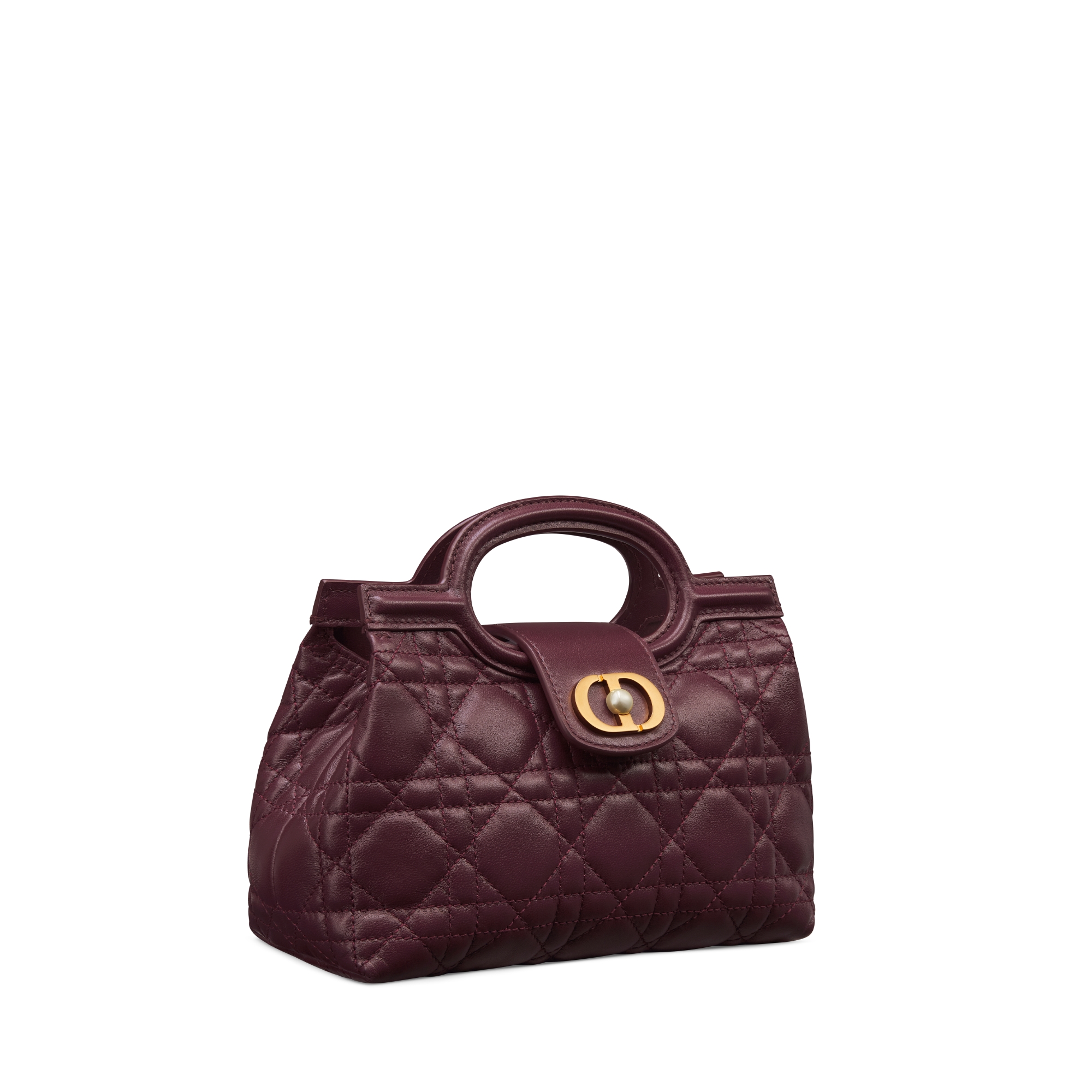 Dior Jolie-minitas met hengsel bovenop Pruimkleurig lamsleer met Cannage-motief E03