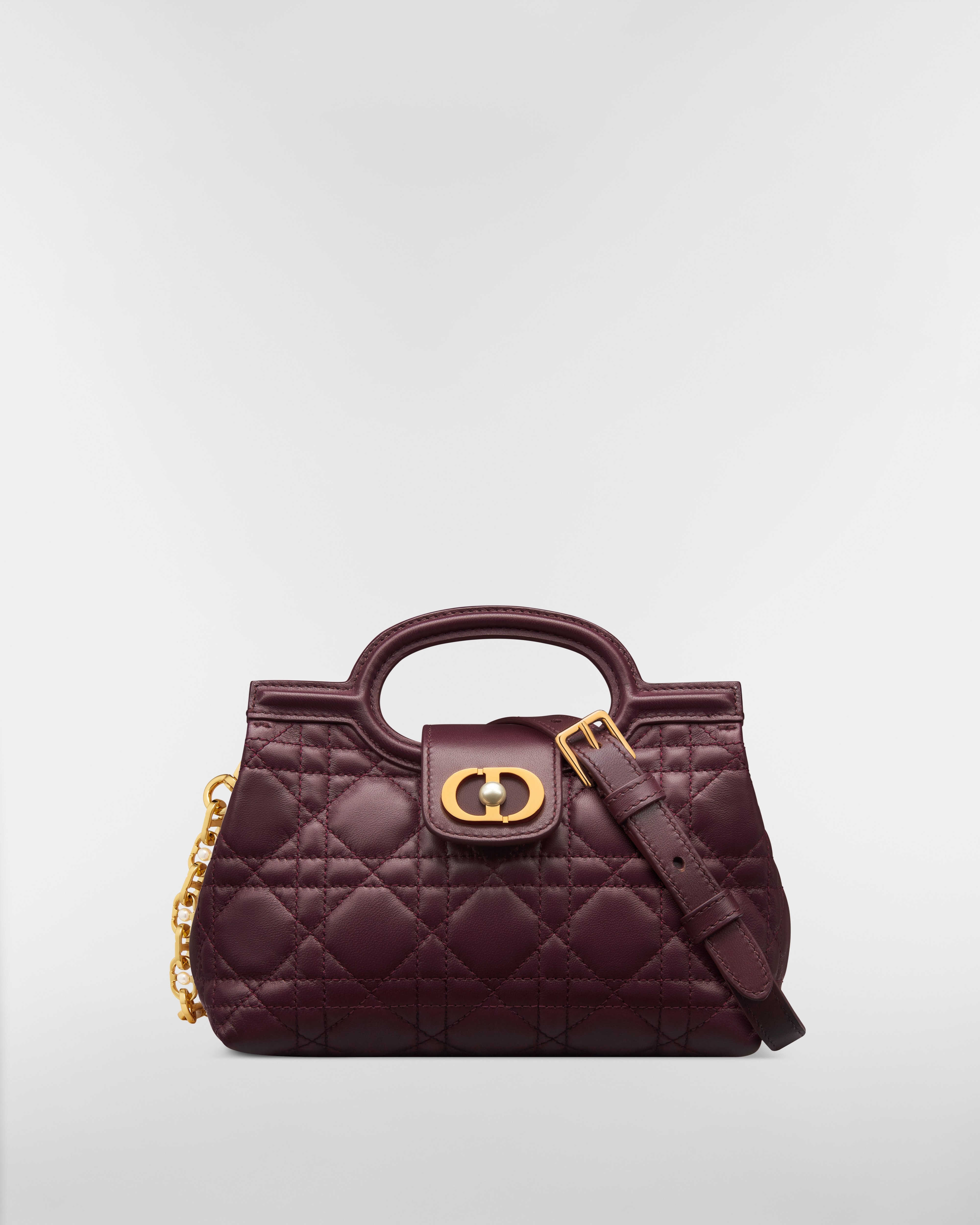 Mini sac Top Handle Dior Jolie Cuir d'agneau Cannage prune E01