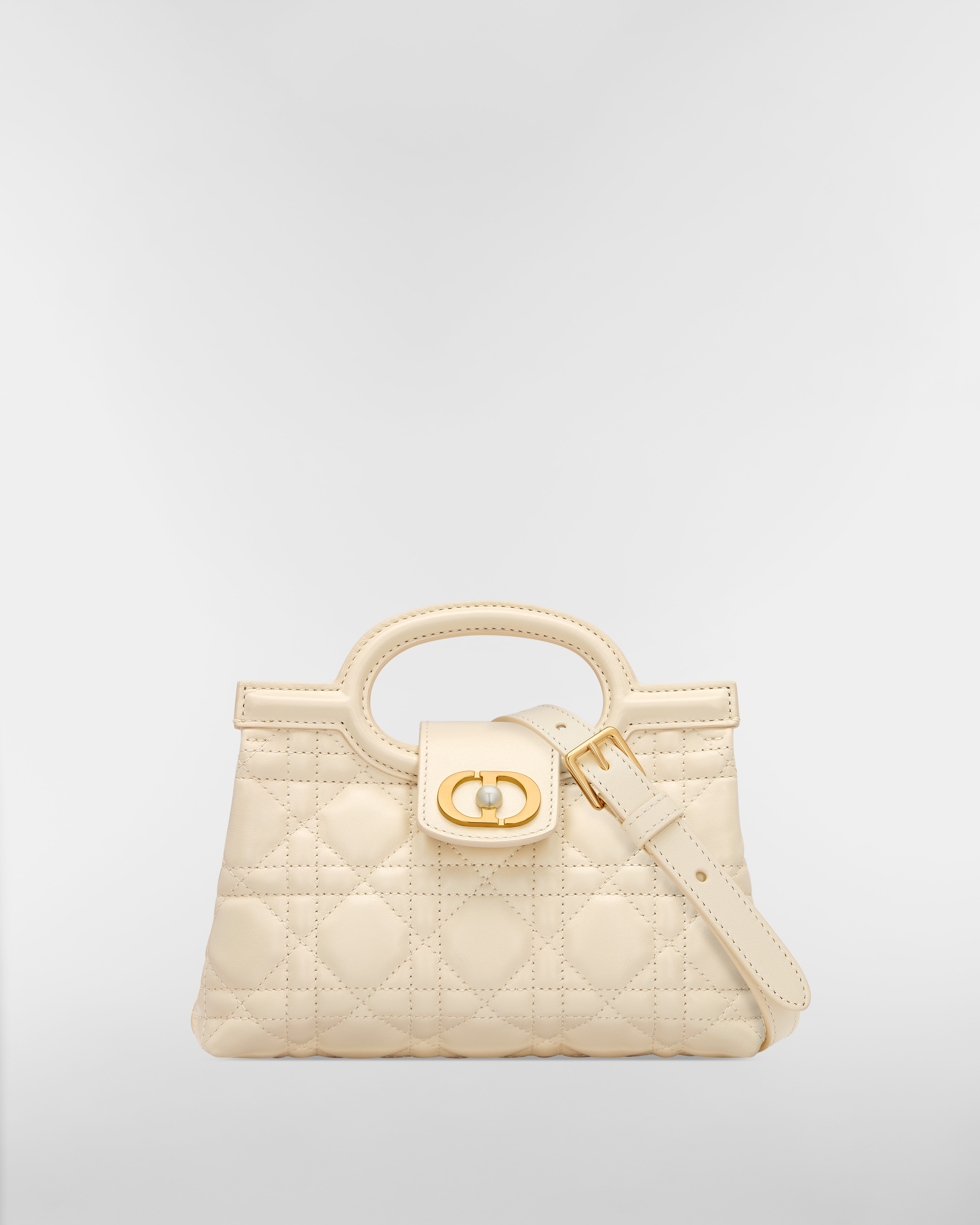 Dior Jolie Top Handle 迷你手提包 淺米色 Cannage 籐格紋羊皮 E01