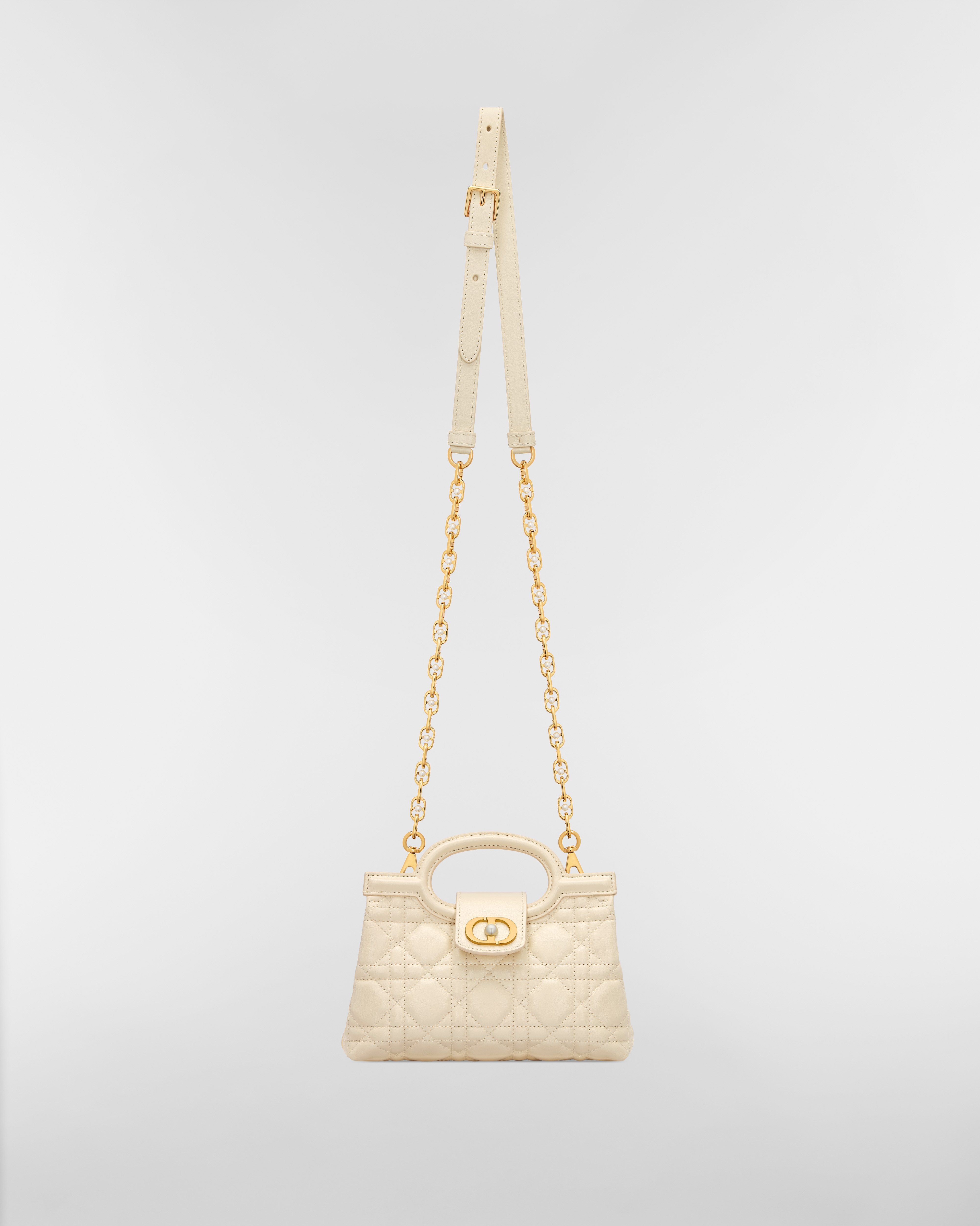 Dior Jolie Top Handle 迷你手提包 淺米色 Cannage 籐格紋羊皮 E07