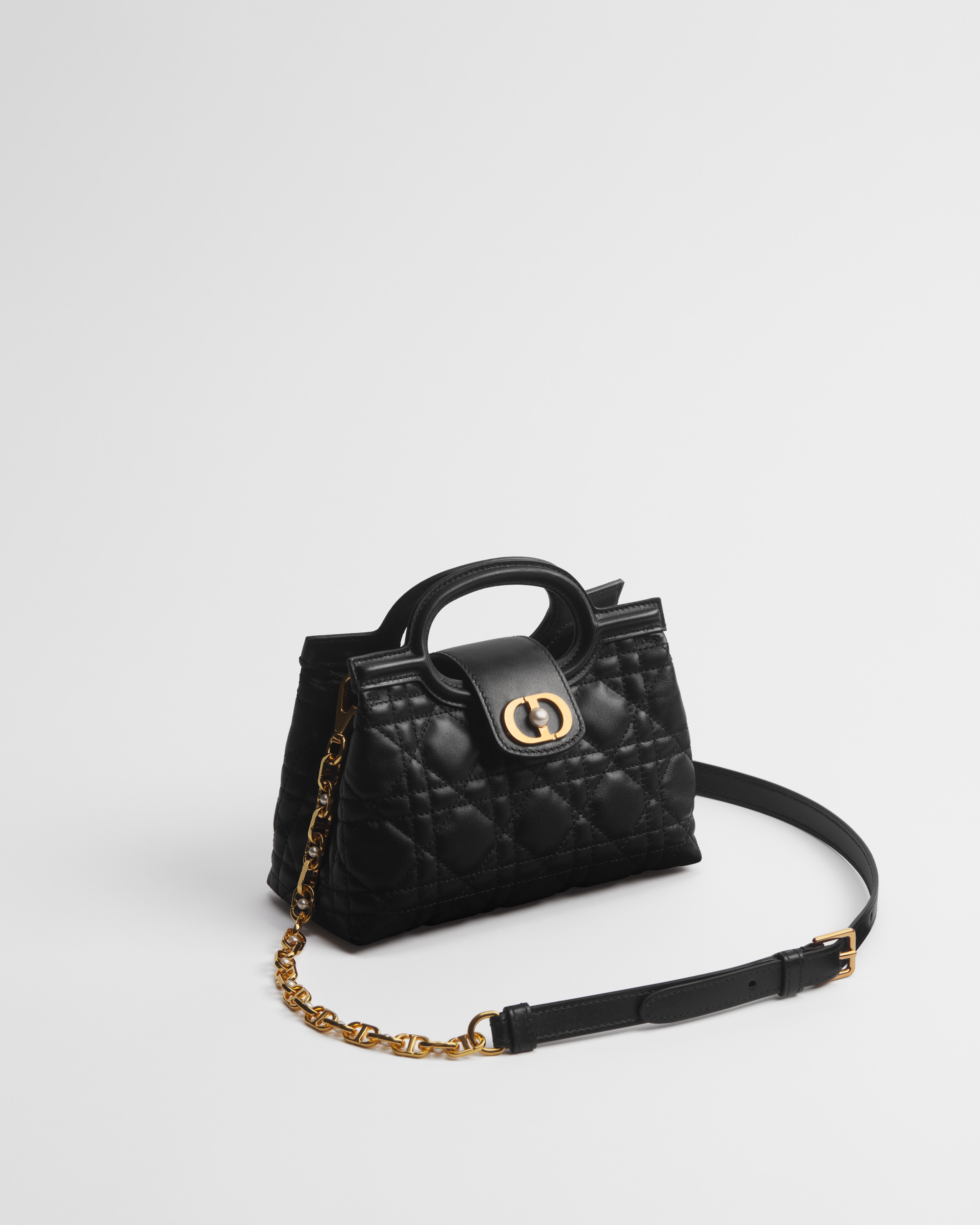 Dior Jolie Top Handle 迷你手提包 黑色 Cannage 籐格紋羊皮 E03