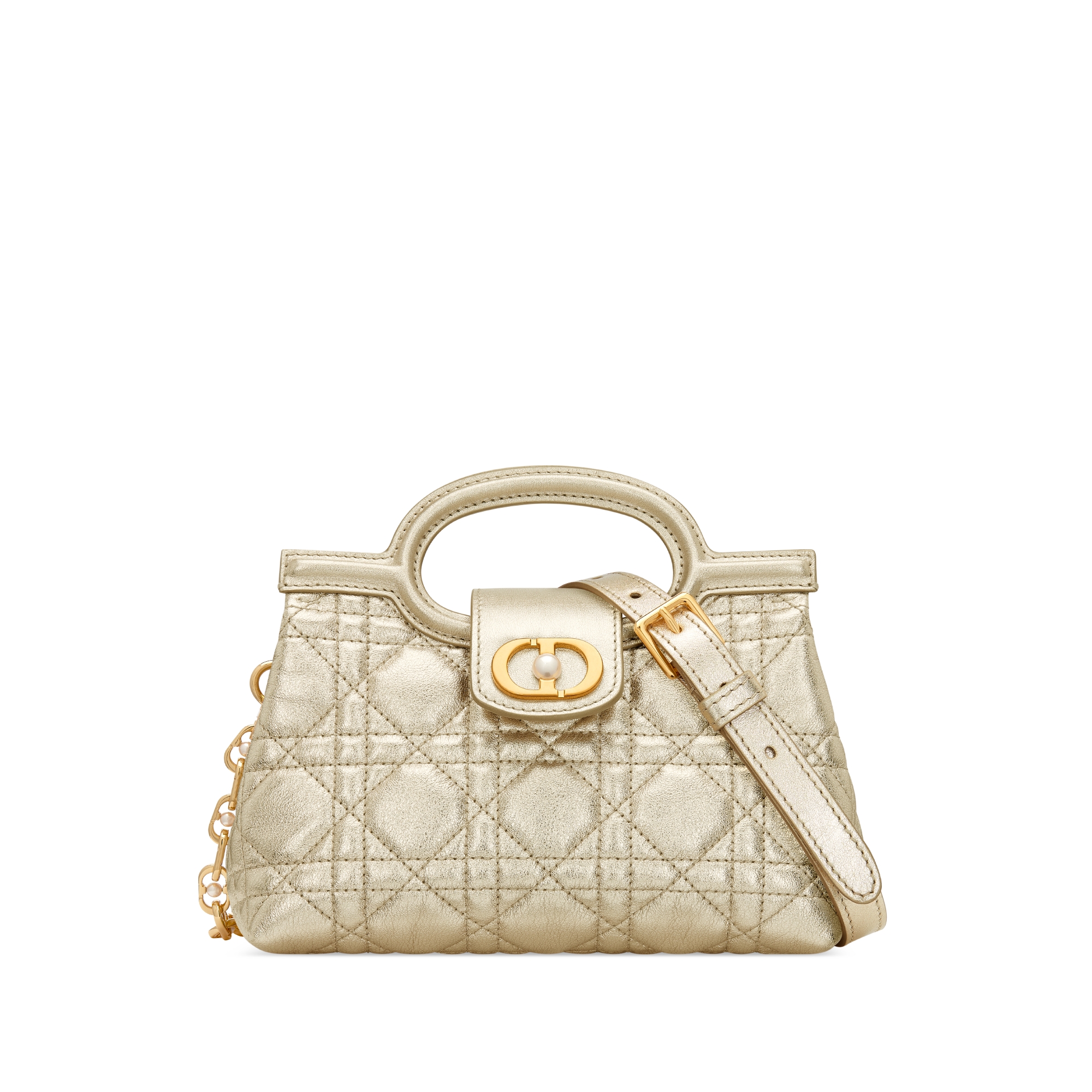 Dior Jolie Top Handle Mini Bag Metallic Gold-Tone Cannage Calfskin E01