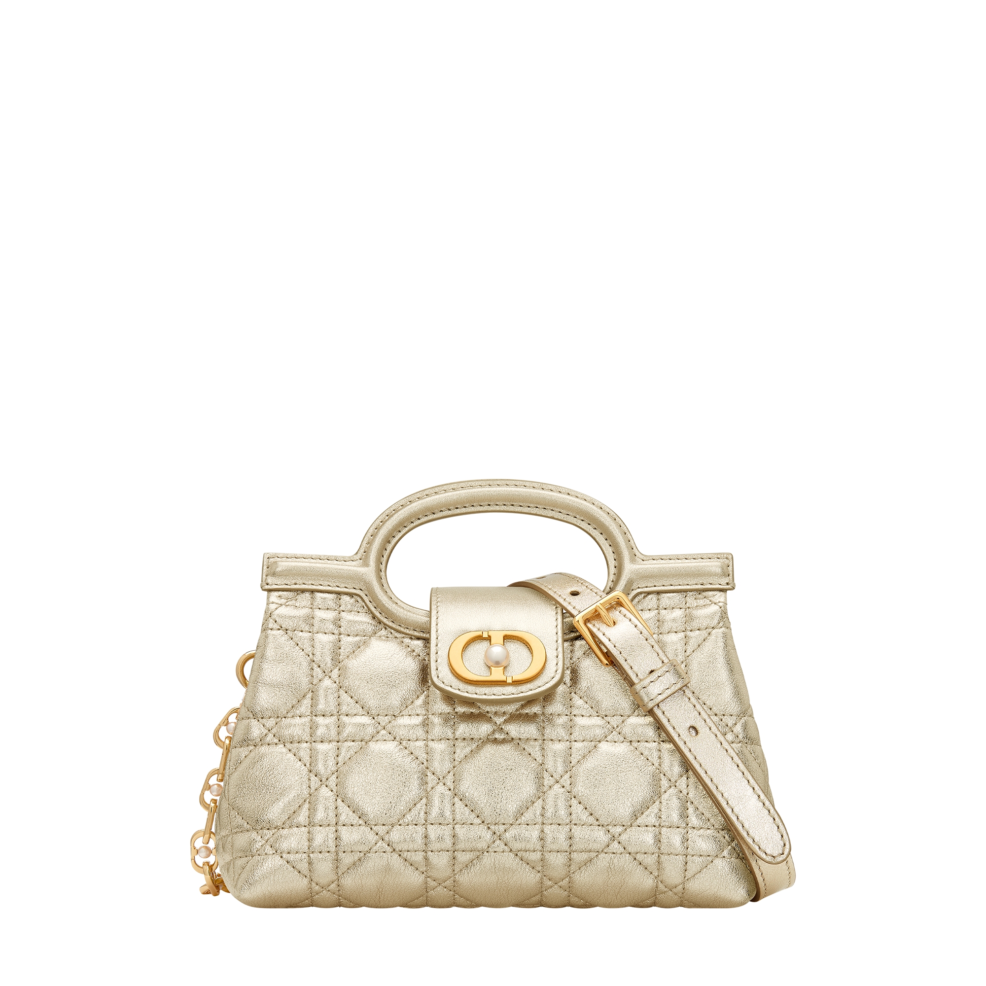 Dior Jolie Top Handle Mini Bag Metallic Gold-Tone Cannage Calfskin E01