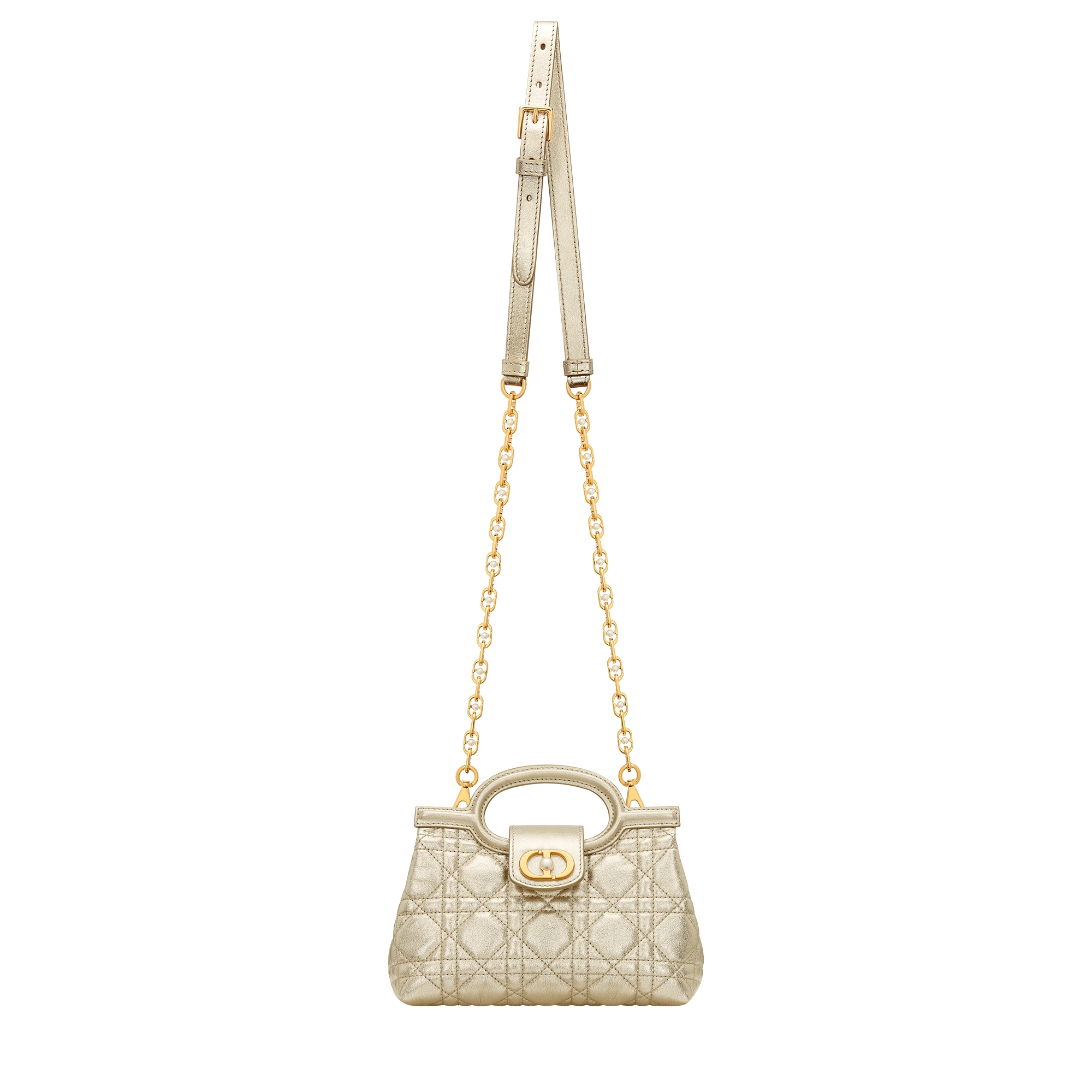 Dior Jolie Top Handle Mini Bag Metallic Gold-Tone Cannage Calfskin E07