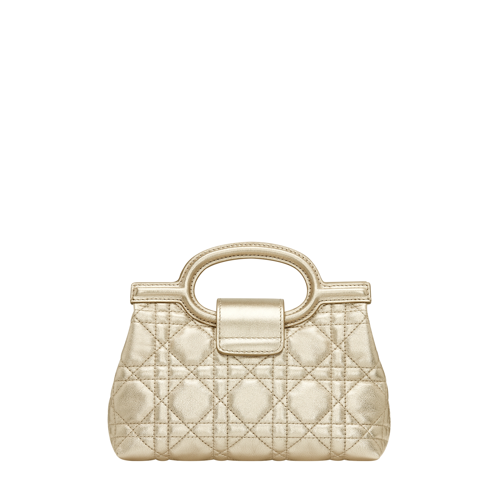 Dior Jolie Top Handle Mini Bag Metallic Gold-Tone Cannage Calfskin E08