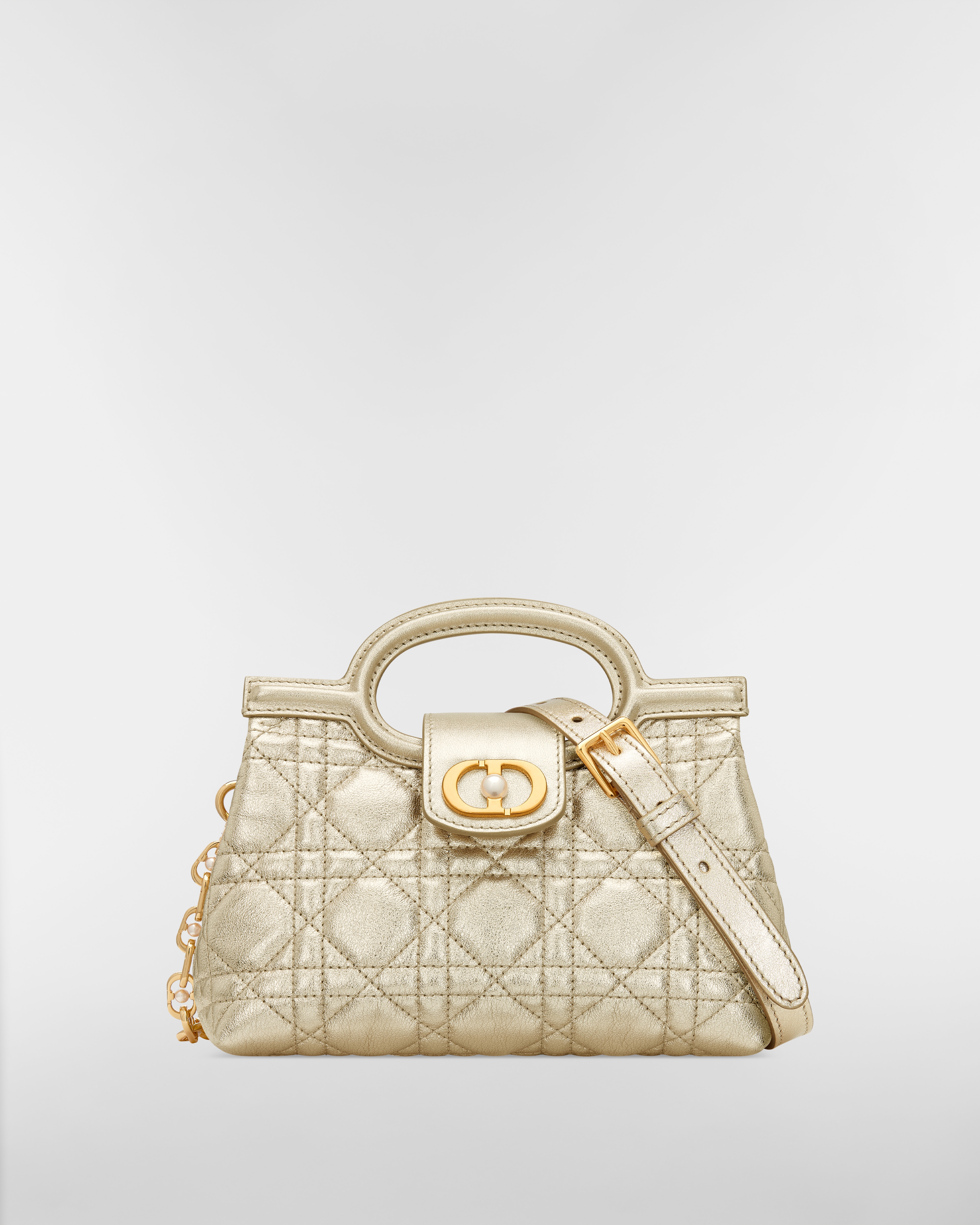 Dior Jolie Top Handle 迷你手提包 金屬金色 Cannage 籐格紋小牛皮 E01