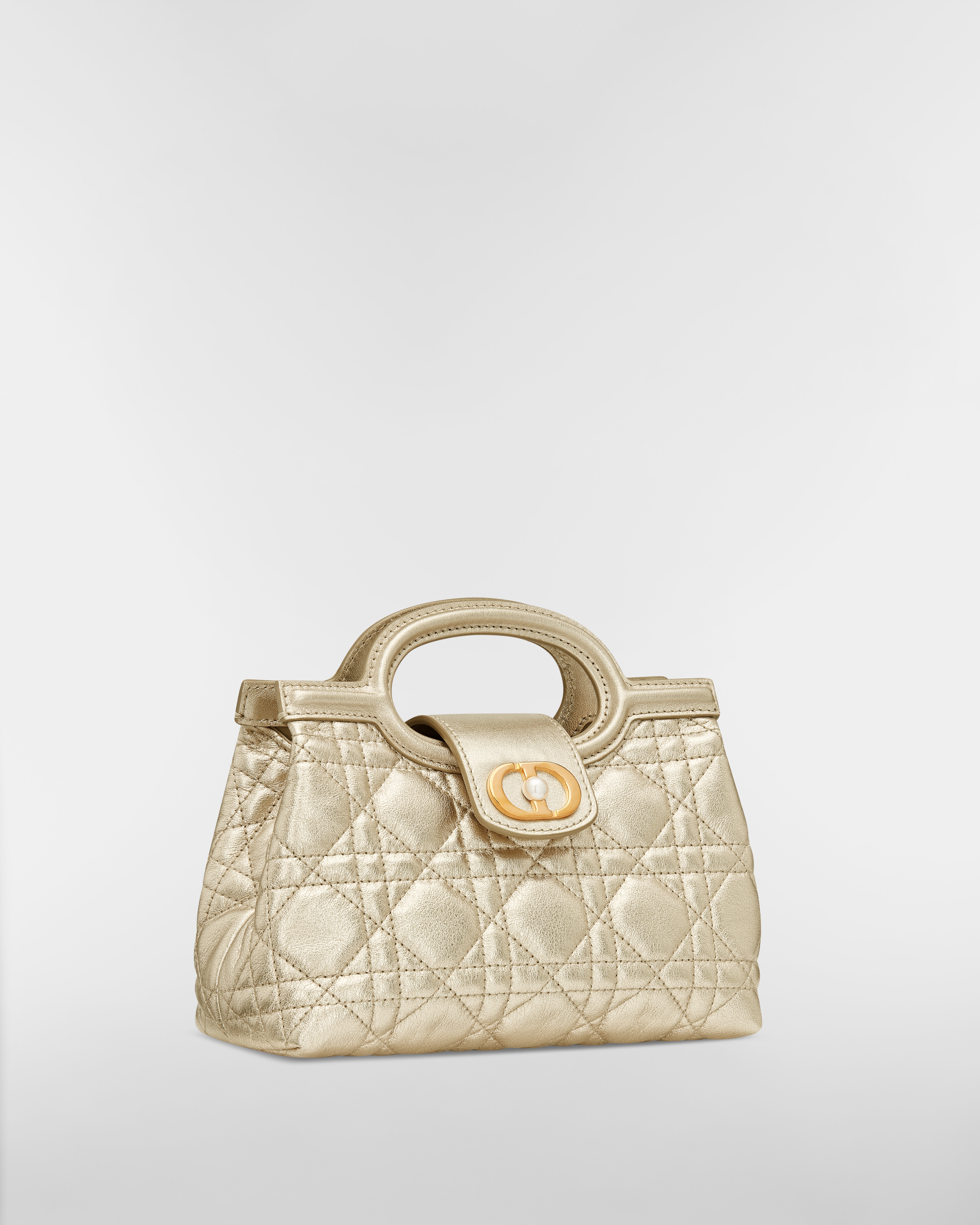 Dior Jolie Top Handle 迷你手提包 金屬金色 Cannage 籐格紋小牛皮 E03