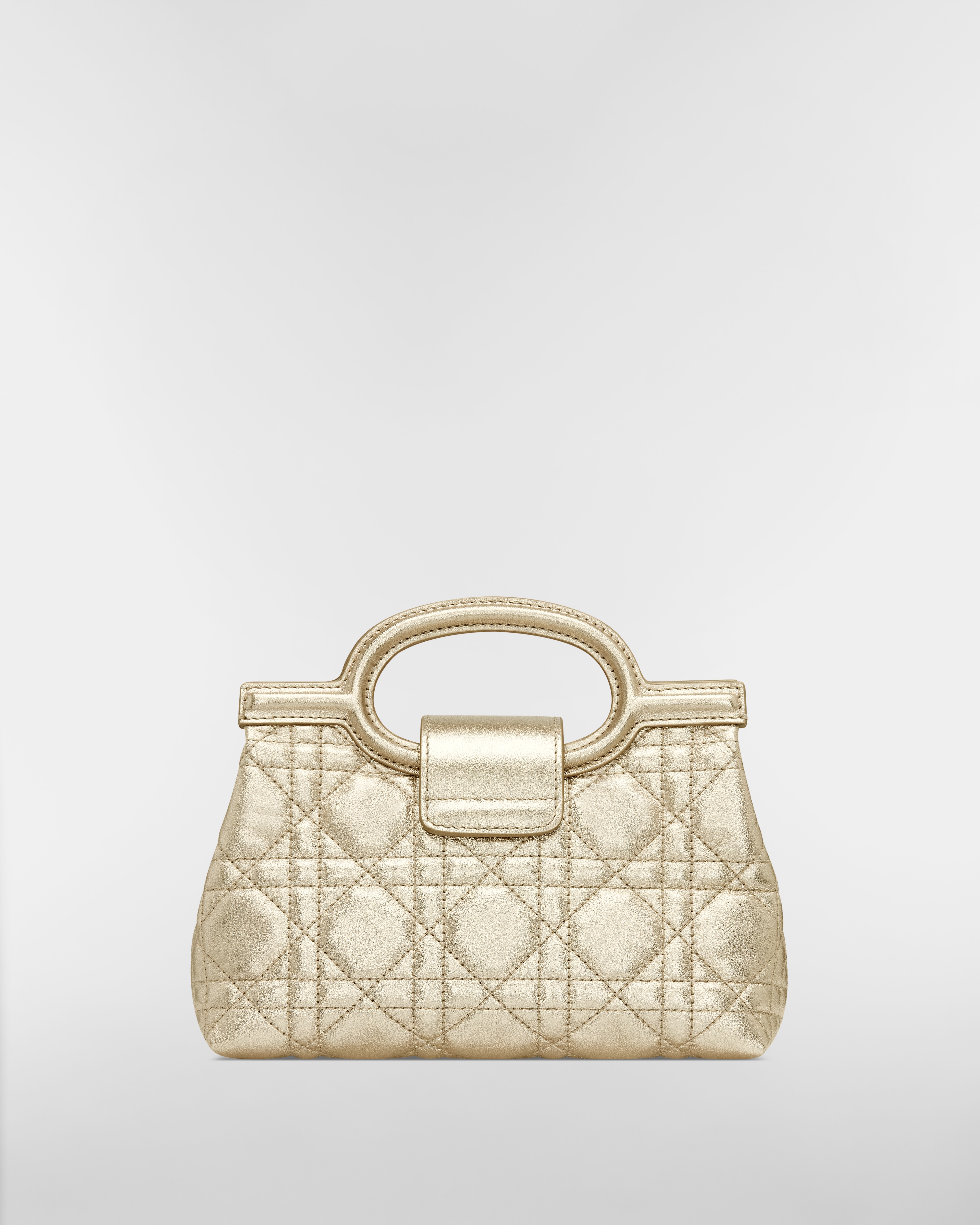 Dior Jolie Top Handle 迷你手提包 金屬金色 Cannage 籐格紋小牛皮 E08